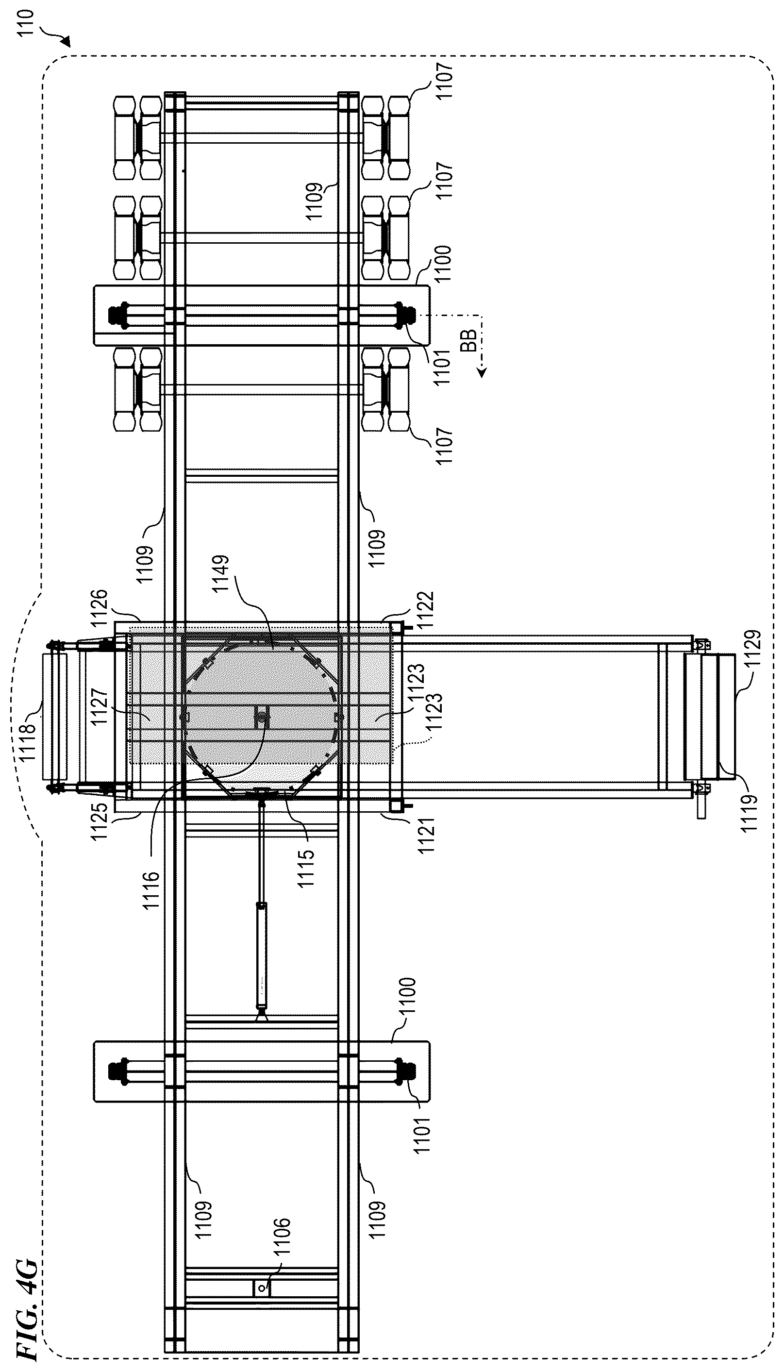 Patent US12479675 Figure 13 – Trailer-integrated drive-over sand-truck unloader system and method with safety features