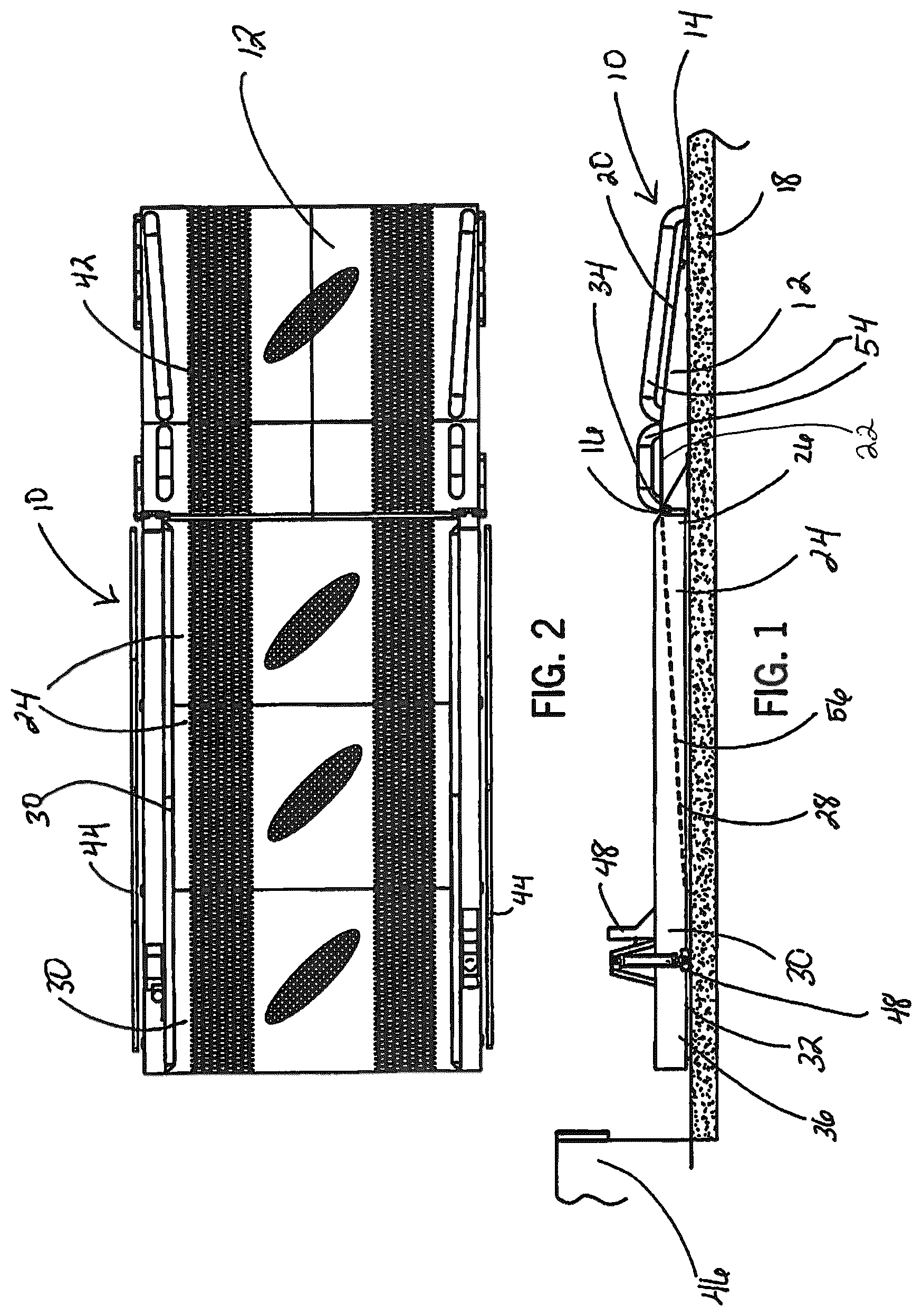 Patent US12479676 Figure 1 – Vehicle leveler with improved drainage