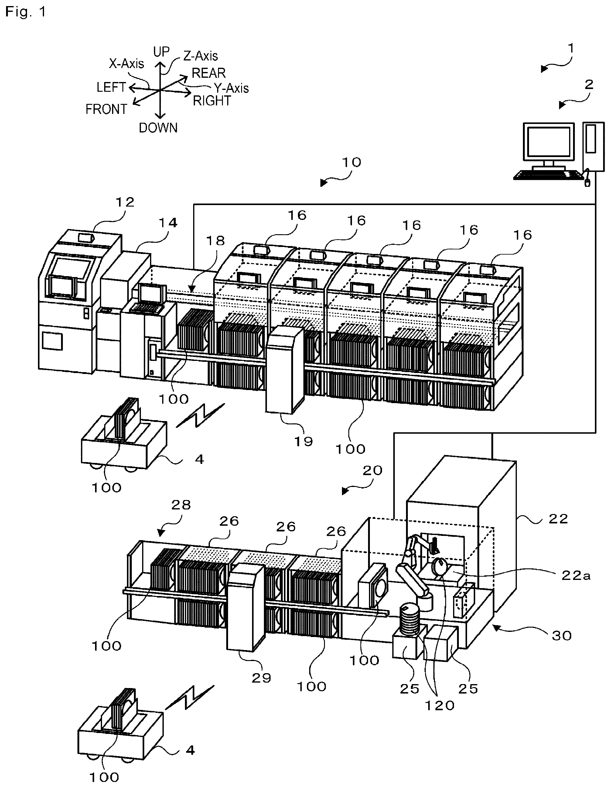 Patent US12479683 Figure 1 – Reel attaching/detaching device and feeder preparation system