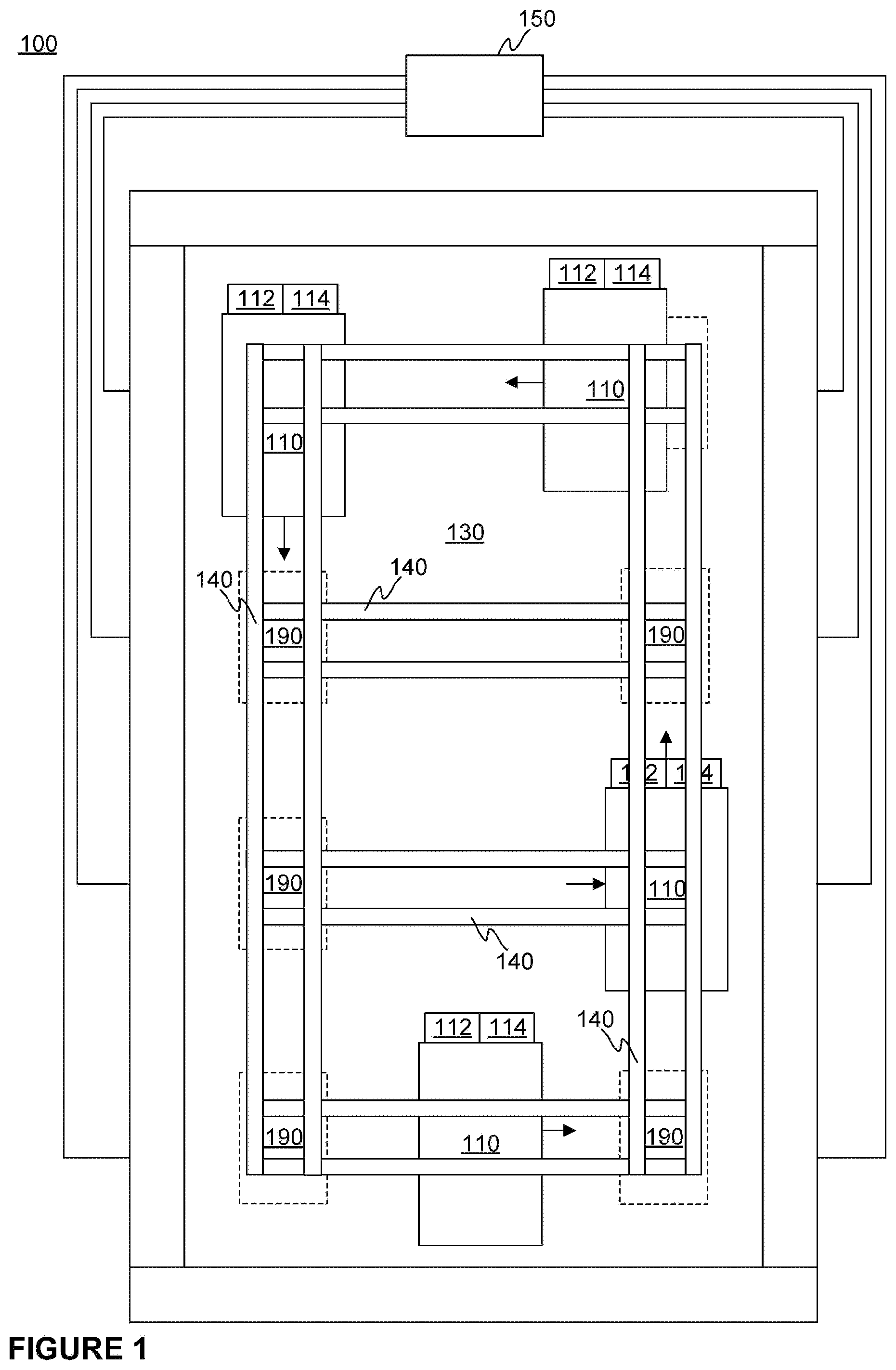 Patent US12479697 Figure 1 – Communication solution for an elevator system