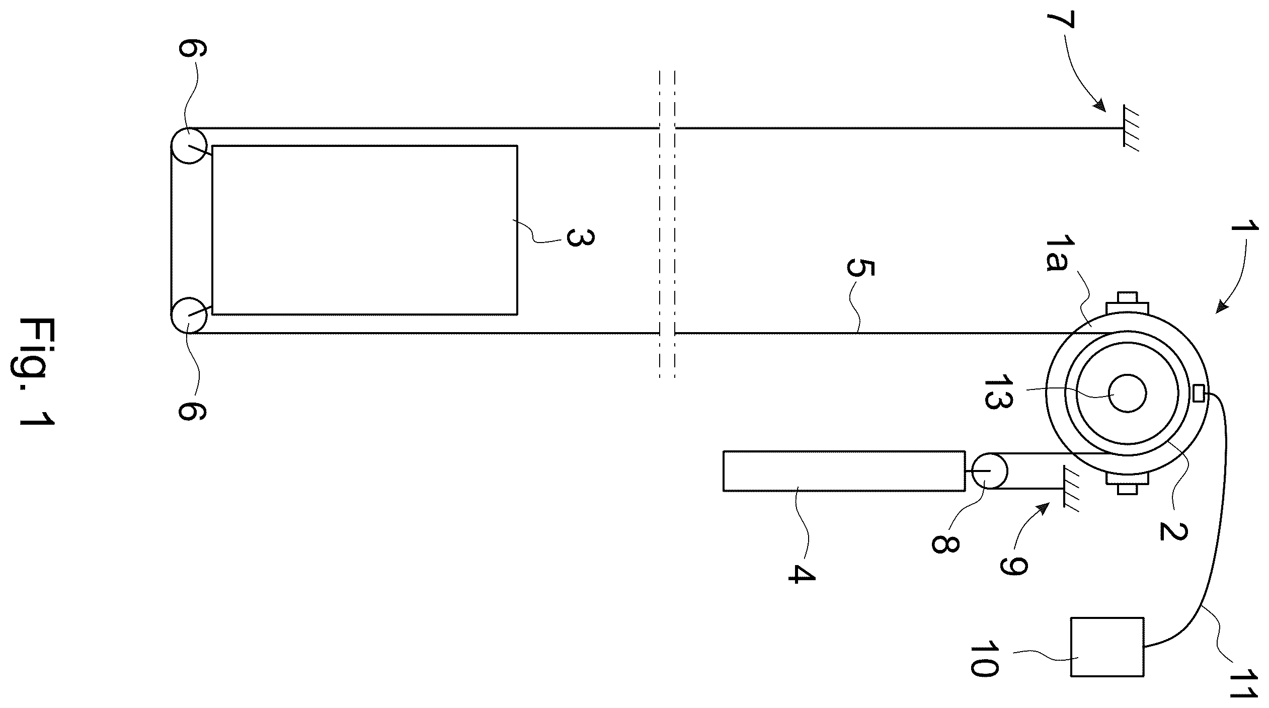 Patent US12479698 Figure 1 – Arrangement for detecting bearing failures in elevator