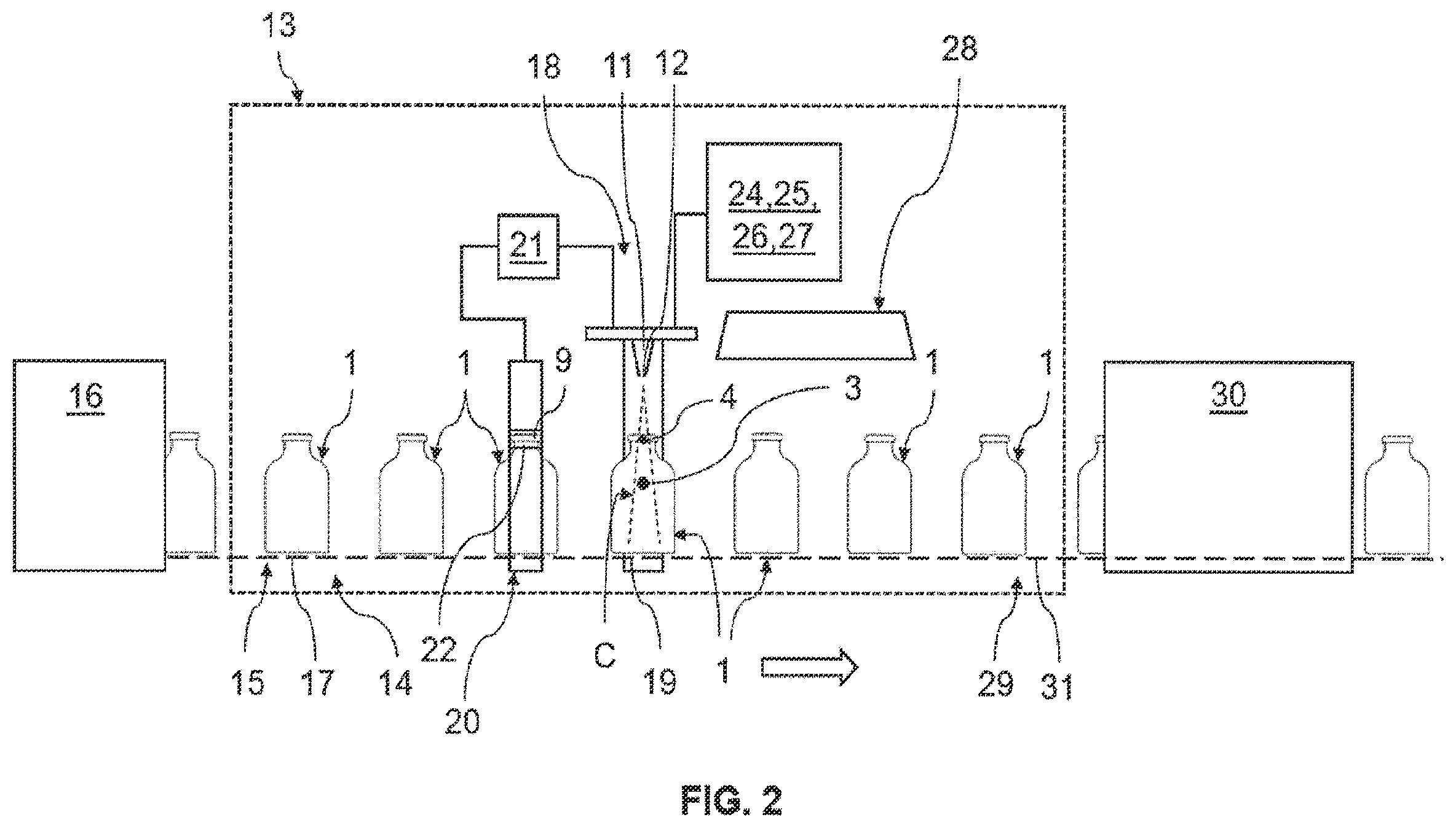 Patent US12479762 Figure 2 – Method for dealkalisation of borosilicate glass containers by liquid means