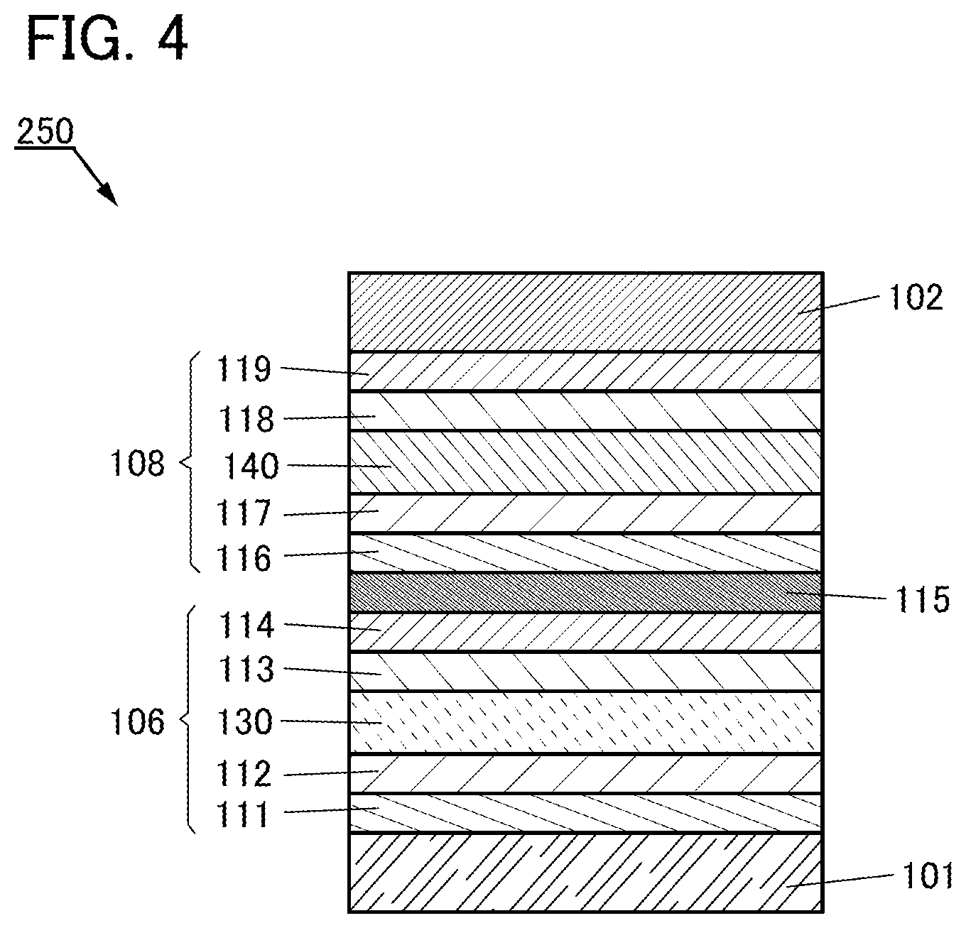 Patent US12480038 Figure 4 – Light-emitting element, display device, electronic device, and lighting device