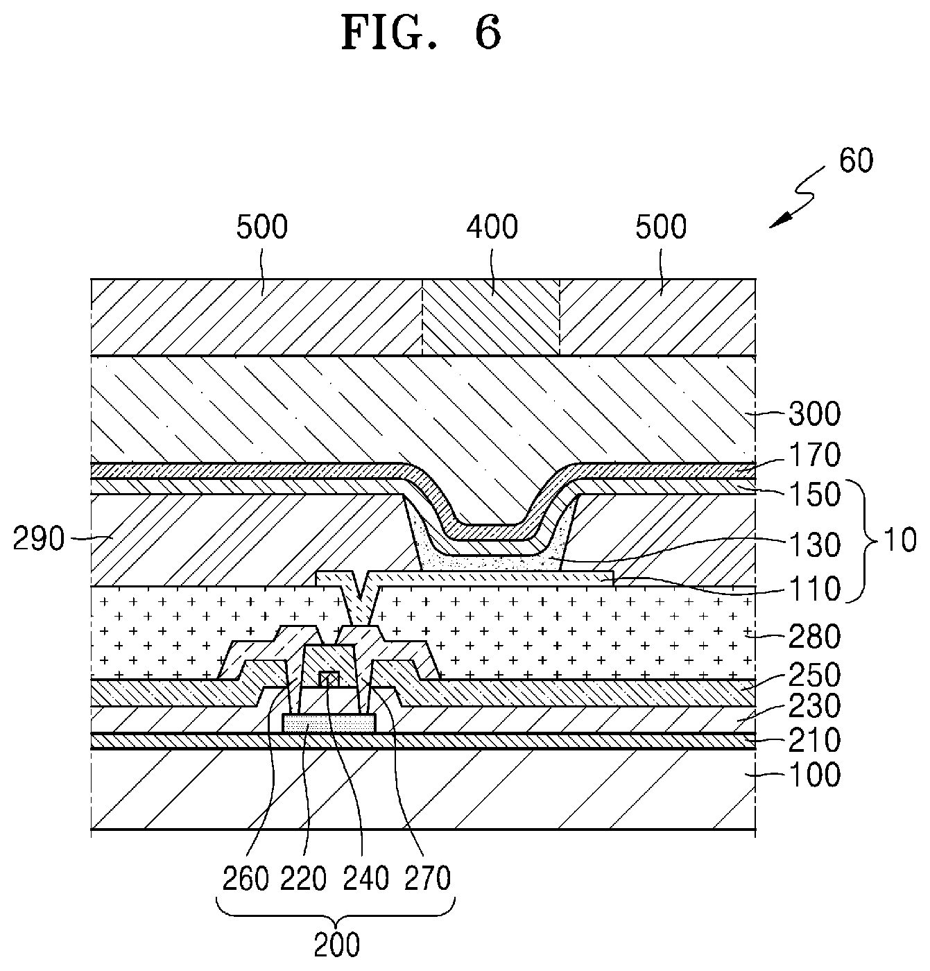Patent US12480039 Figure 6 – Light-emitting device having improved luminescence efficiency and lifespan and an electronic apparatus including the light-emitting device