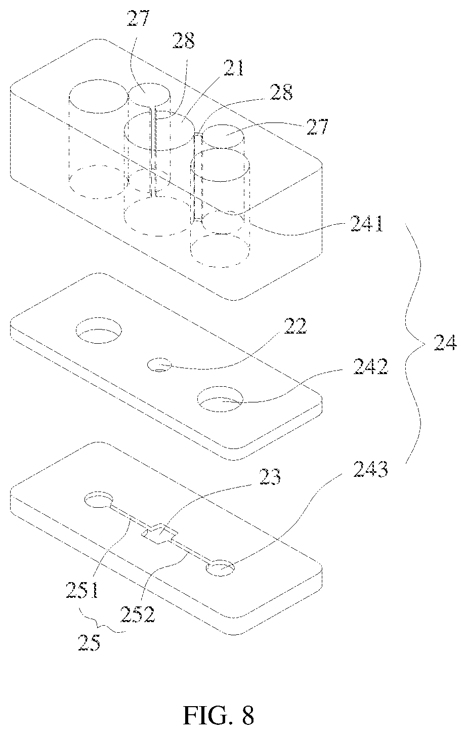 Patent US12480078 Figure 8 – 3D multi-organ co-culture chip