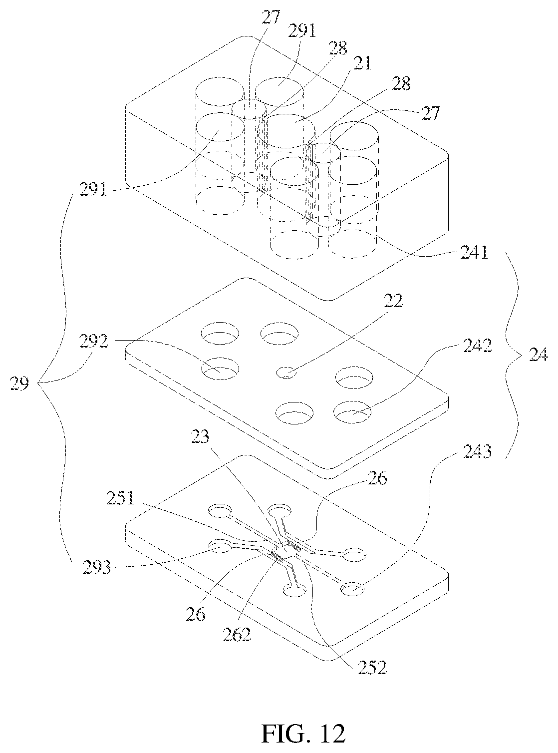 Patent US12480078 Figure 12 – 3D multi-organ co-culture chip