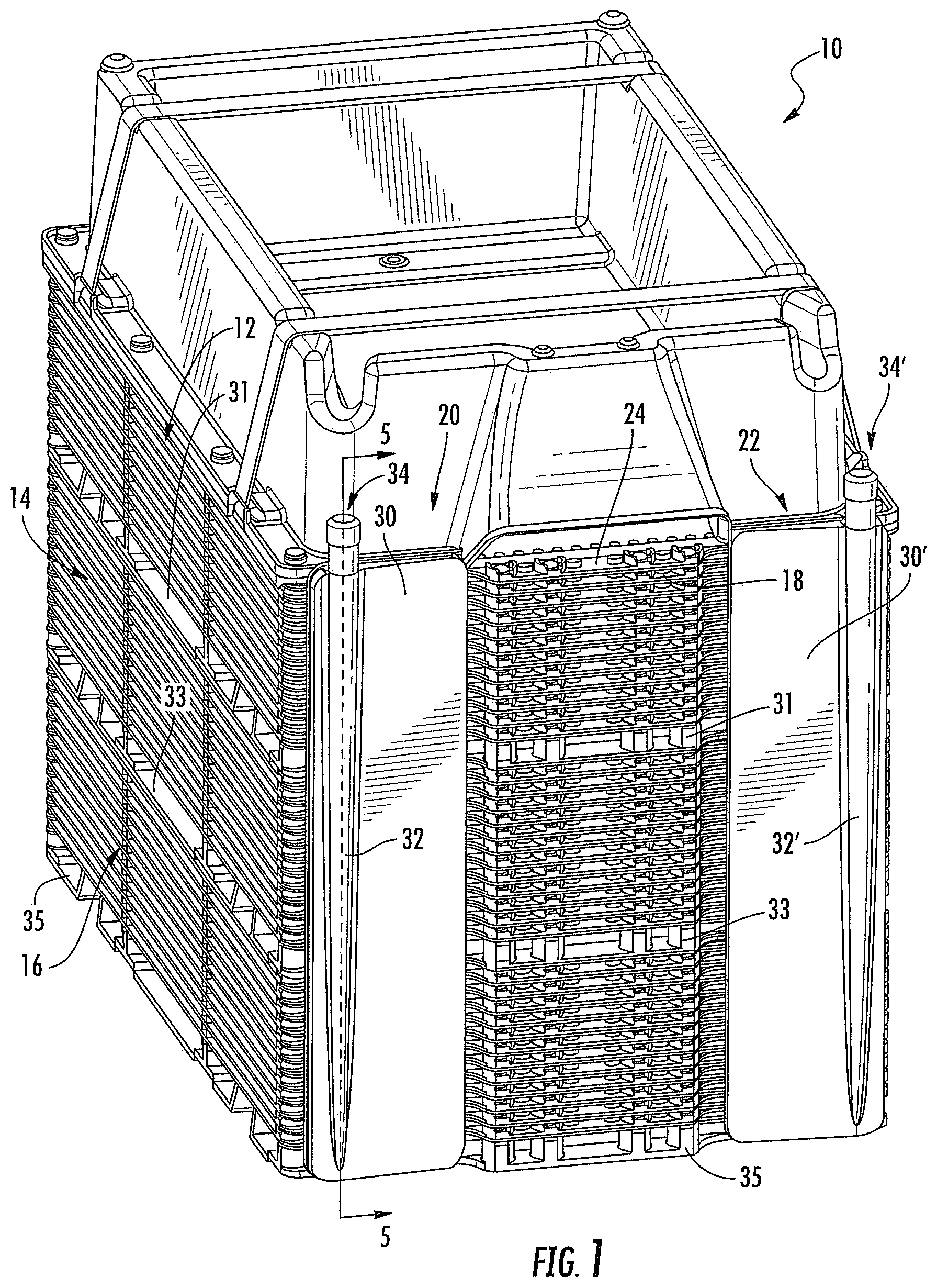 Patent US12480082 Figure 1 – Cell culture apparatuses with manifolds including column structures