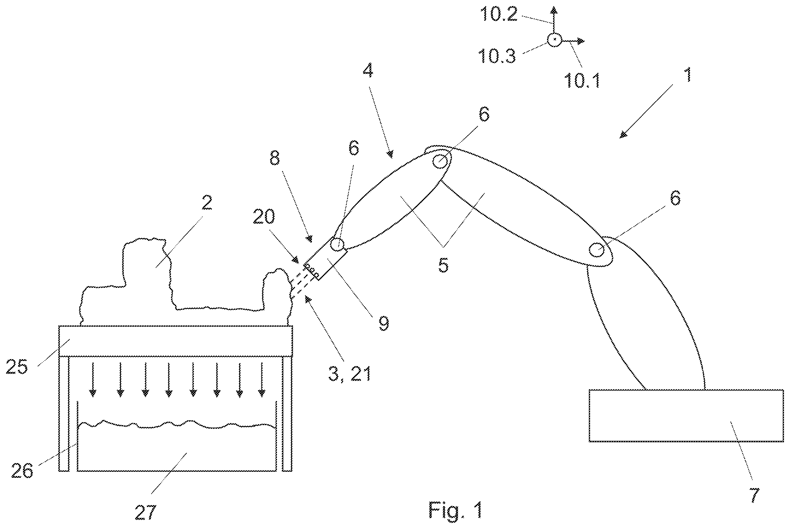 Patent US12480236 Figure 1 – Apparatus for bonding a fiber structure