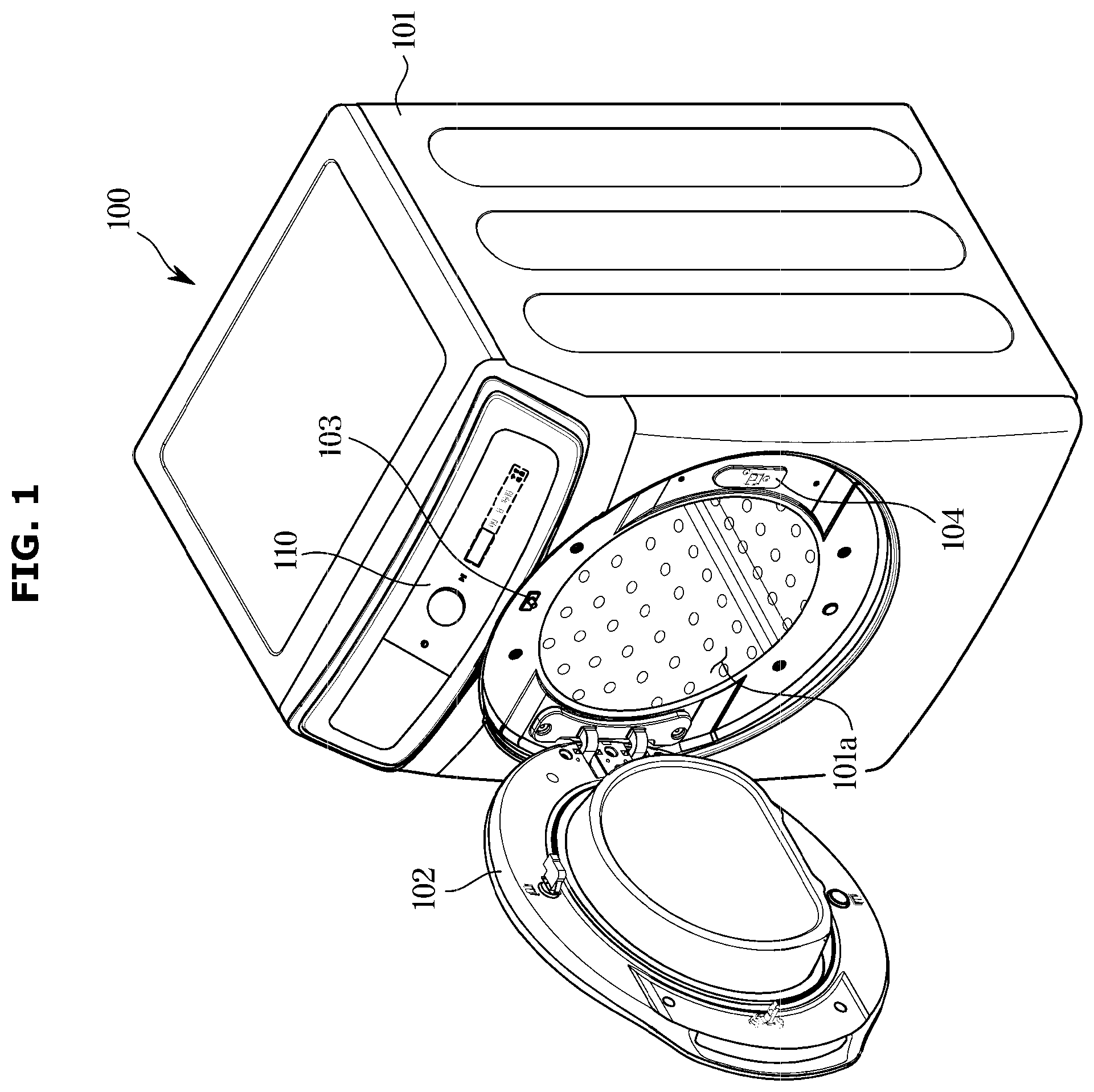 Patent US12480244 Figure 1 – Washing machine, control method therefor and control panel therefore