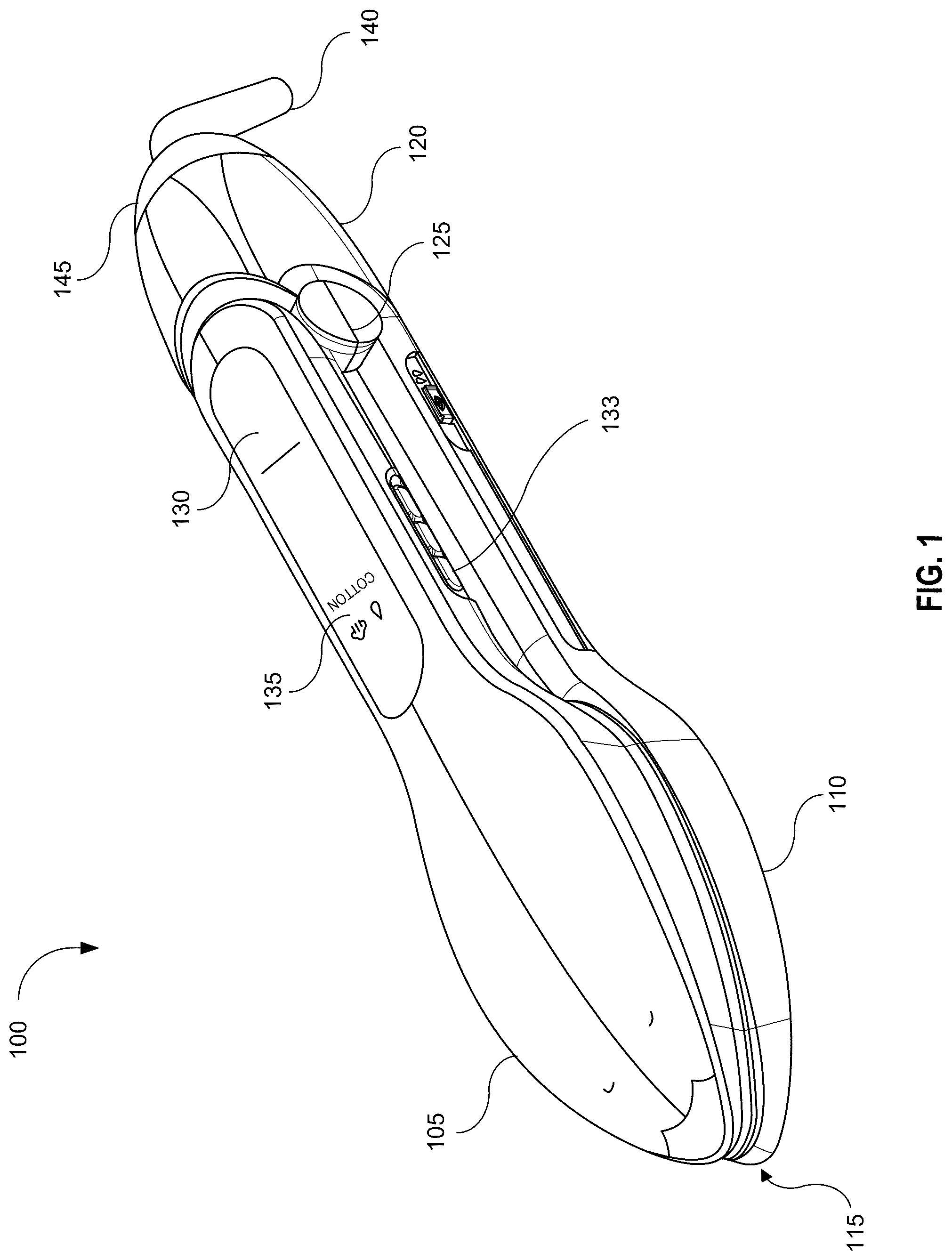 Patent US12480251 Figure 1 – Handheld steam iron
