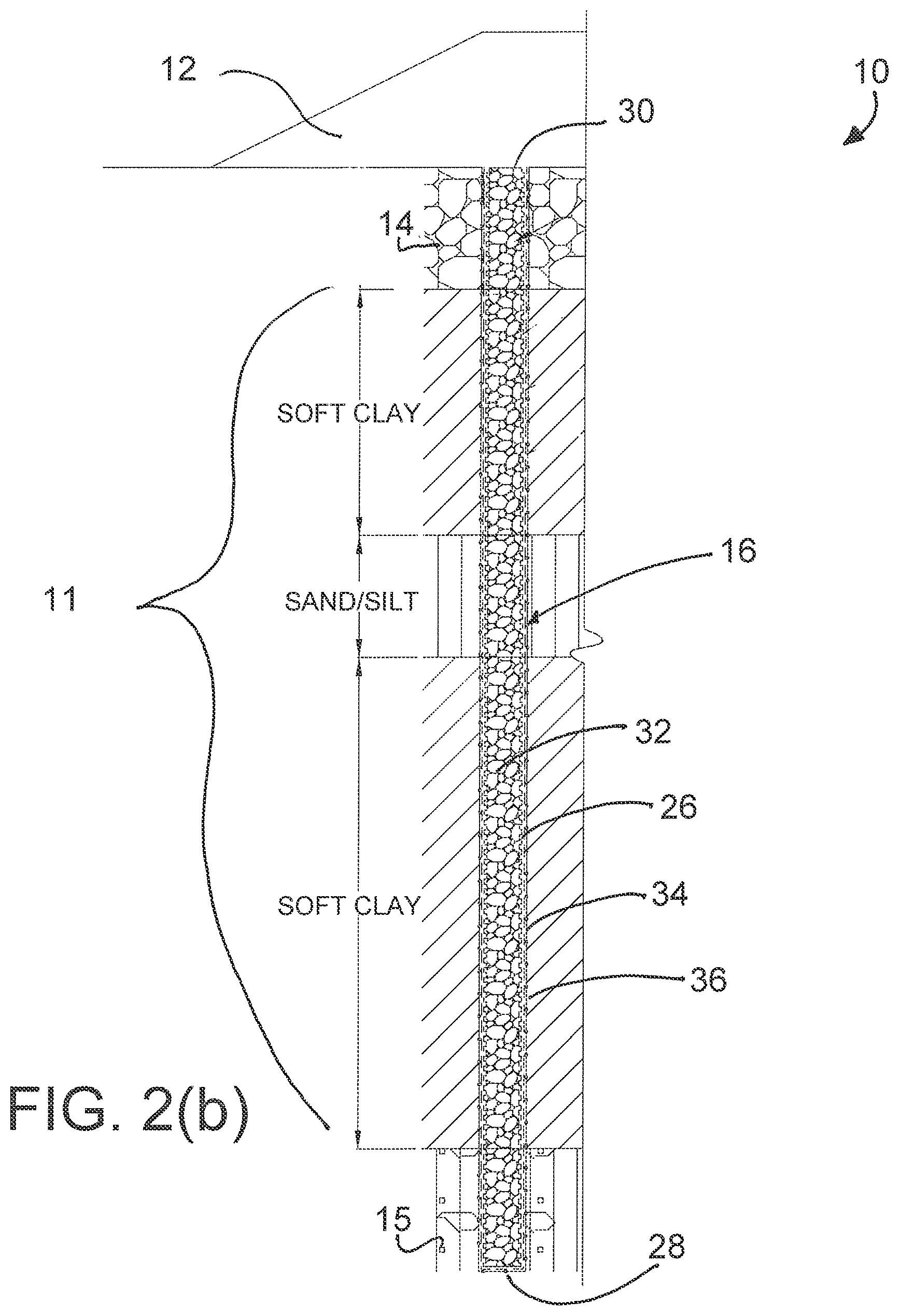Patent US12480260 Figure 2 – Shear resistant drain system for improving weak foundation soils