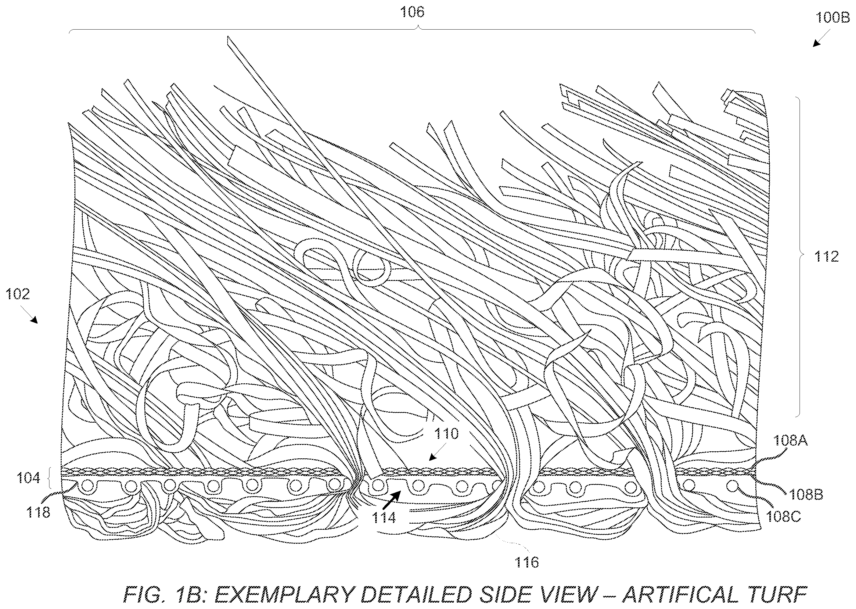 Patent US12480262 Figure 2 – Non-perforated artificial turf with porous backing and methods of manufacture thereof