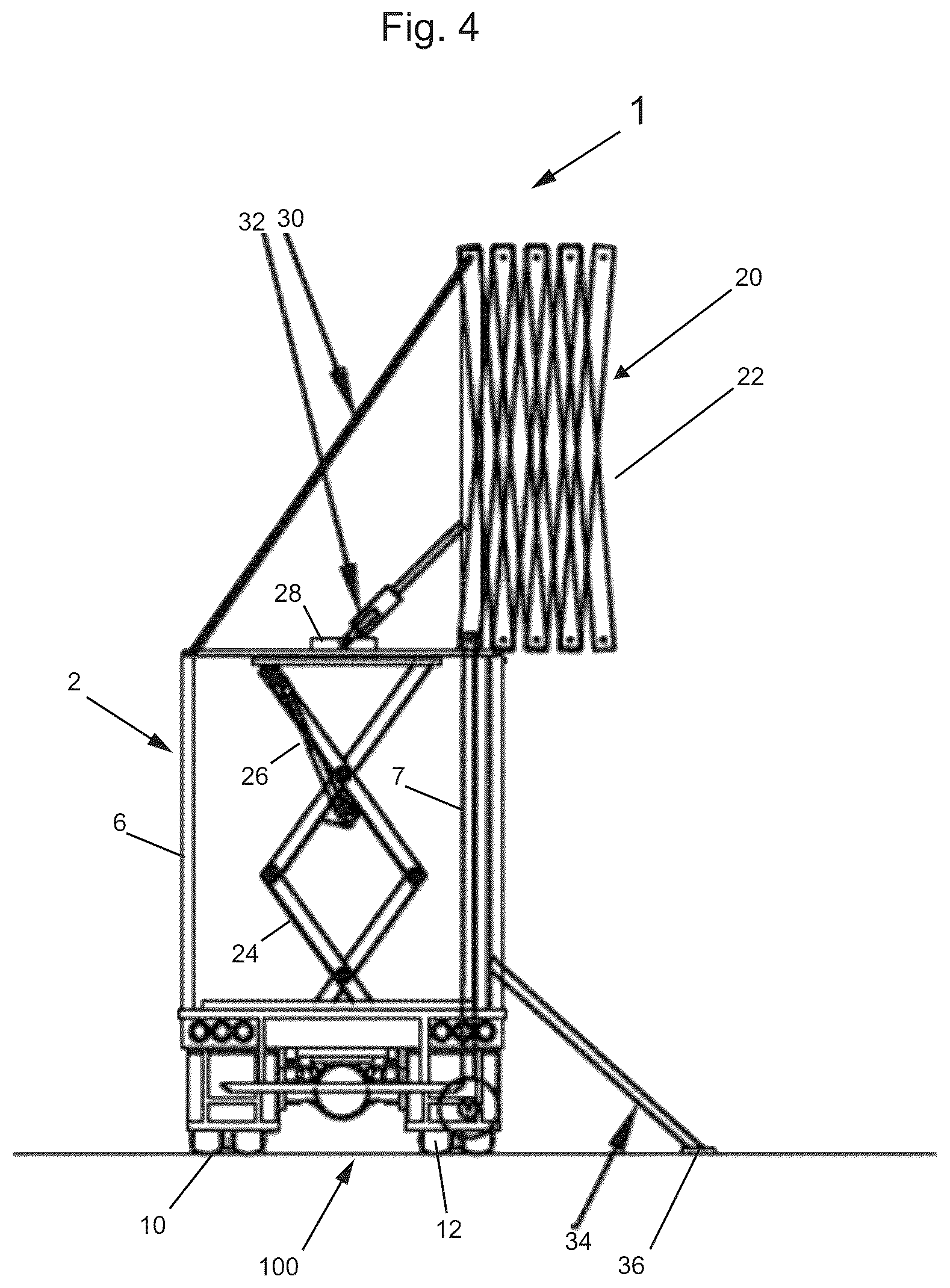 Patent US12480266 Figure 4 – Rapid deploy mobile pedestrian bridge