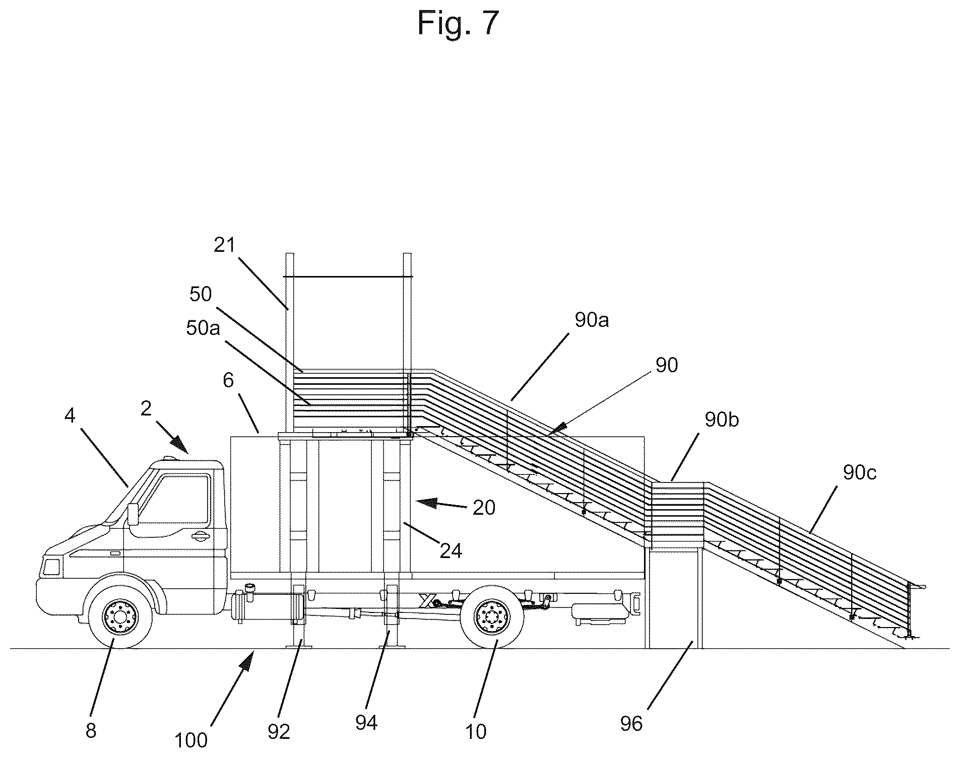 Patent US12480266 Figure 7 – Rapid deploy mobile pedestrian bridge