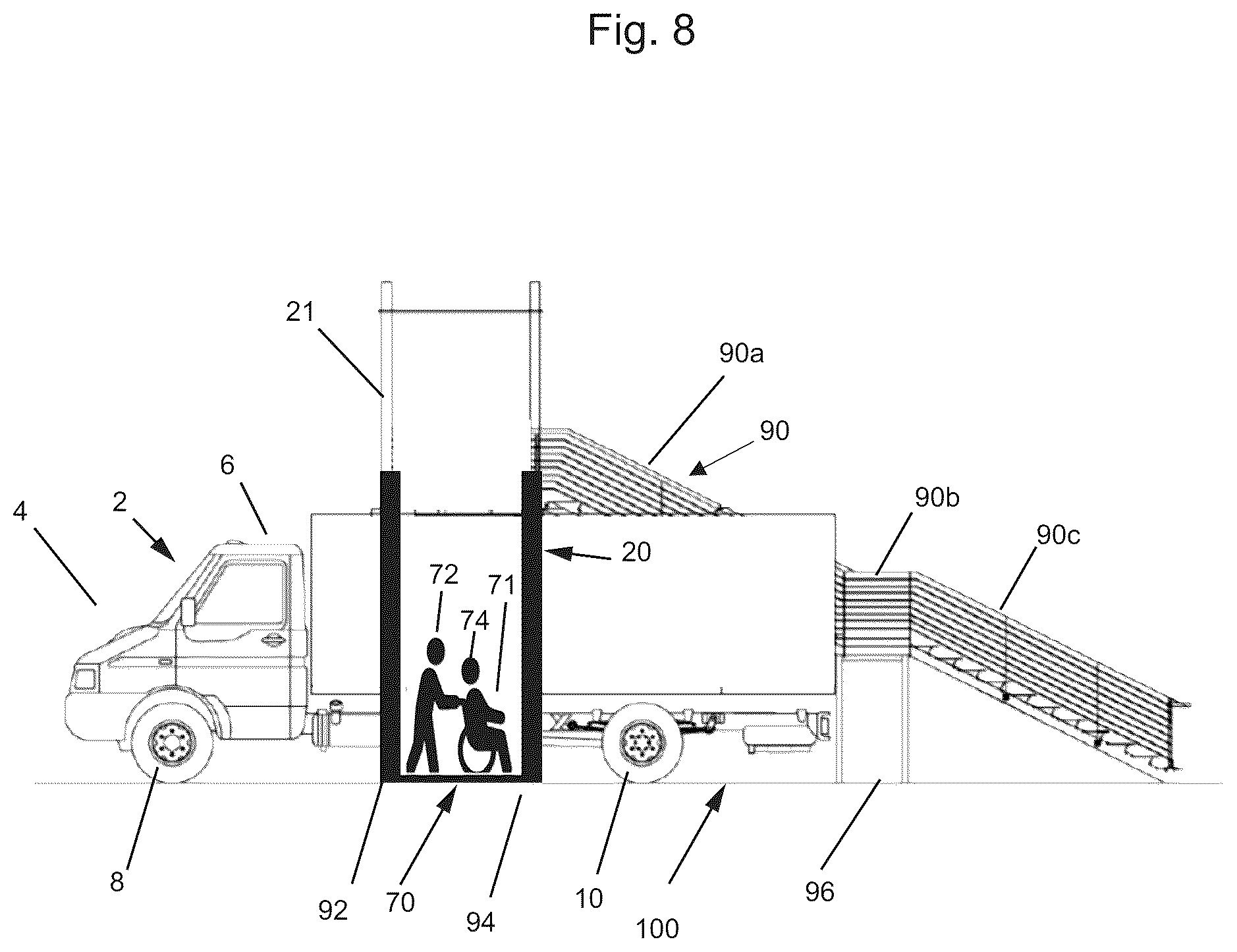 Patent US12480266 Figure 8 – Rapid deploy mobile pedestrian bridge