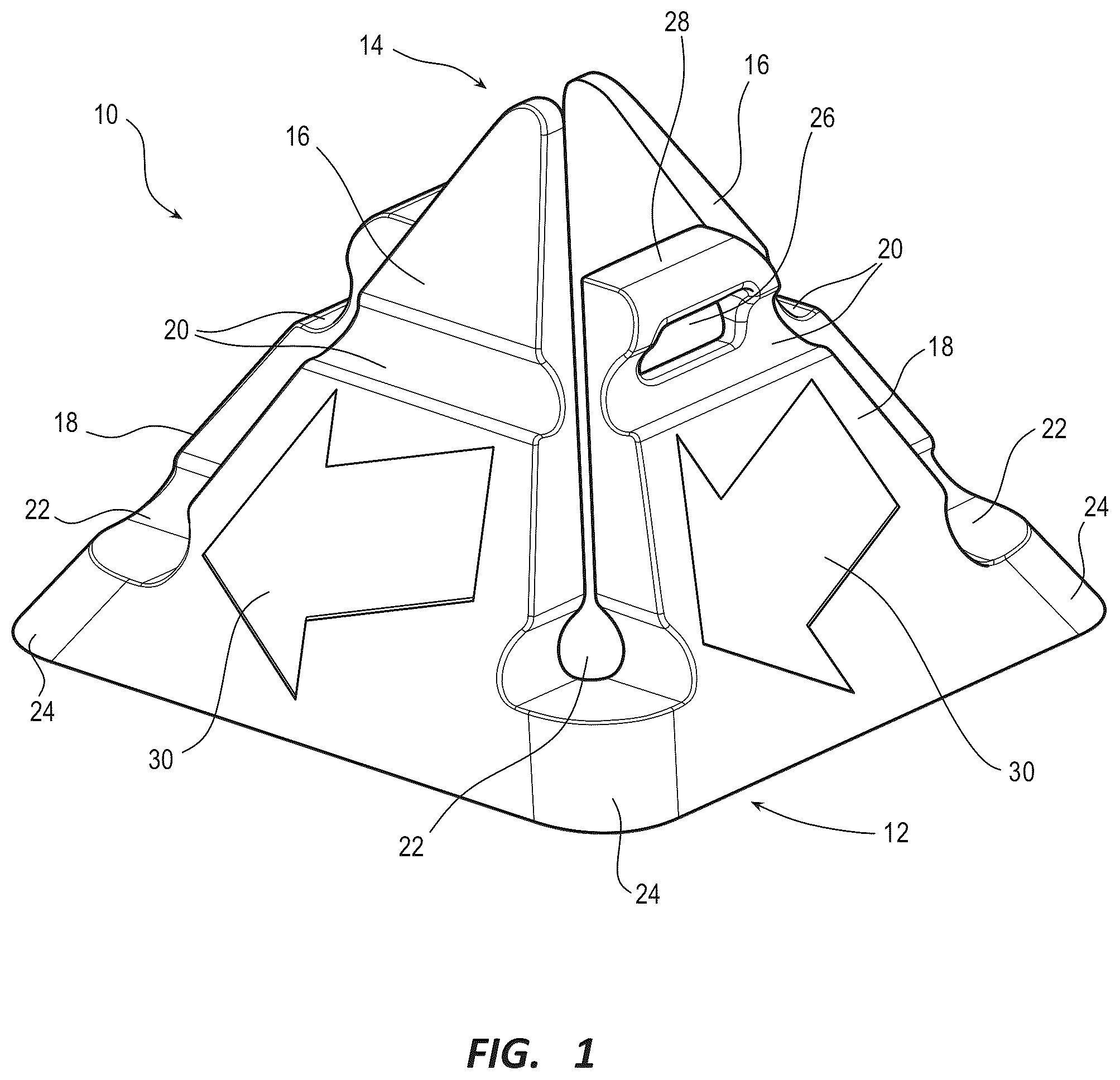 Patent US12480267 Figure 1 – Indicator sleeve for a traffic director