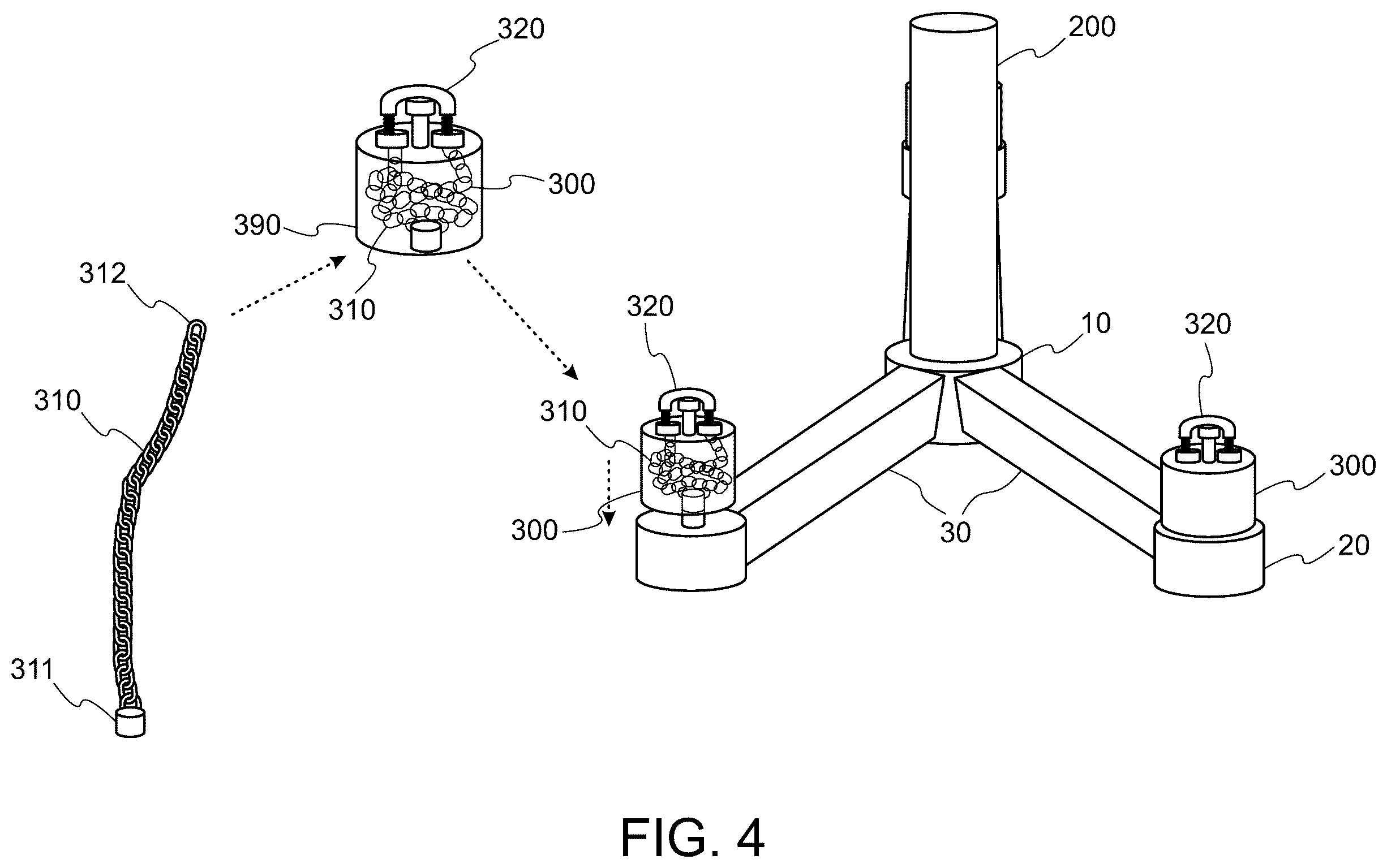 Patent US12480270 Figure 4 – Submersible offshore platform and method of installing the same