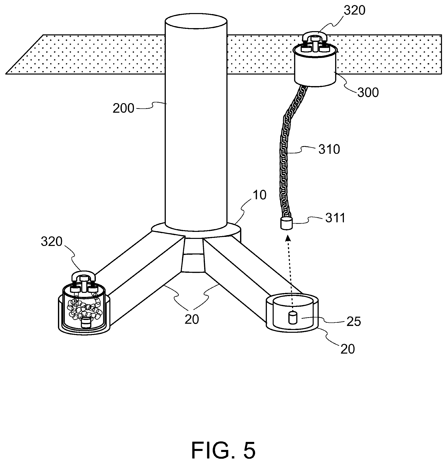 Patent US12480270 Figure 5 – Submersible offshore platform and method of installing the same
