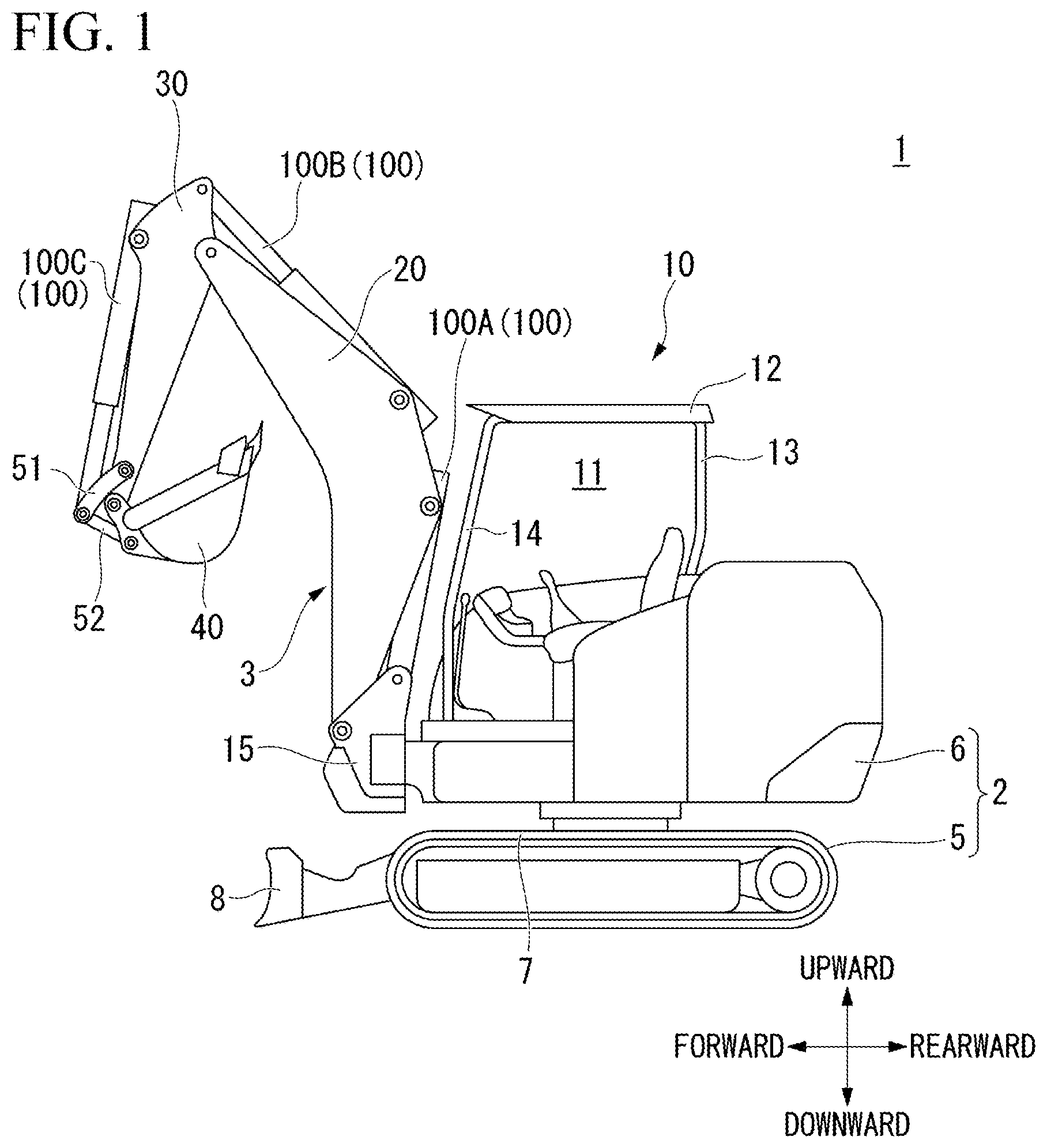 Patent US12480276 Figure 1 – Electric cylinder and work machine