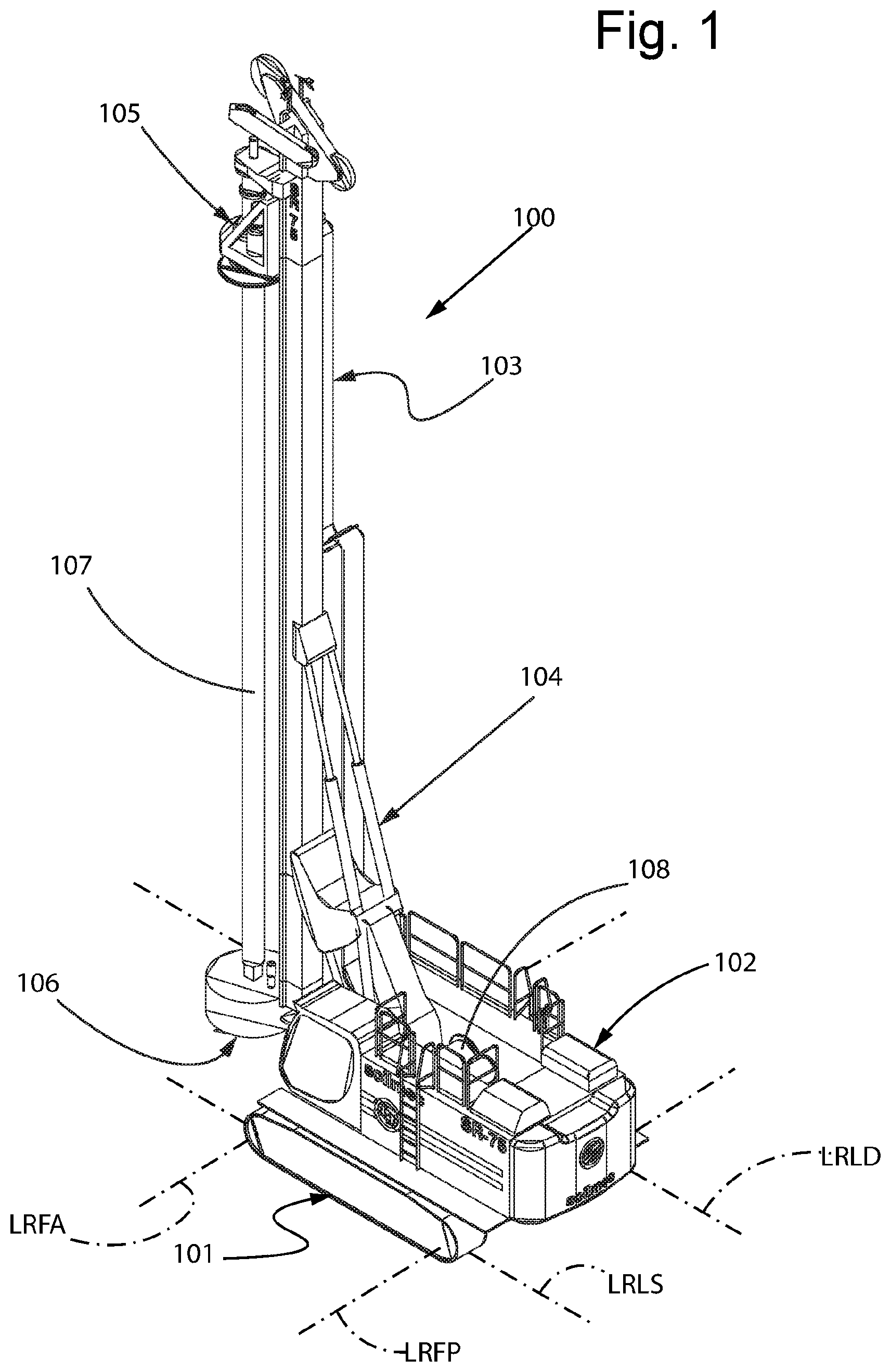 Patent US12480278 — Machine for performing excavations, in particular for drilling, and method associated to such machine — Figure 1