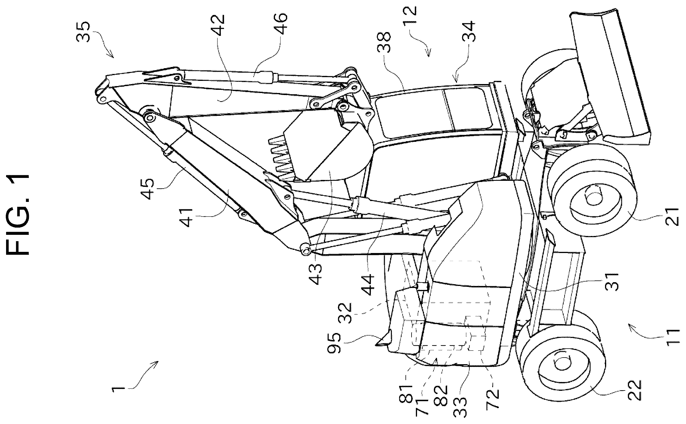Patent US12480280 — Construction machine emission device — Figure 1