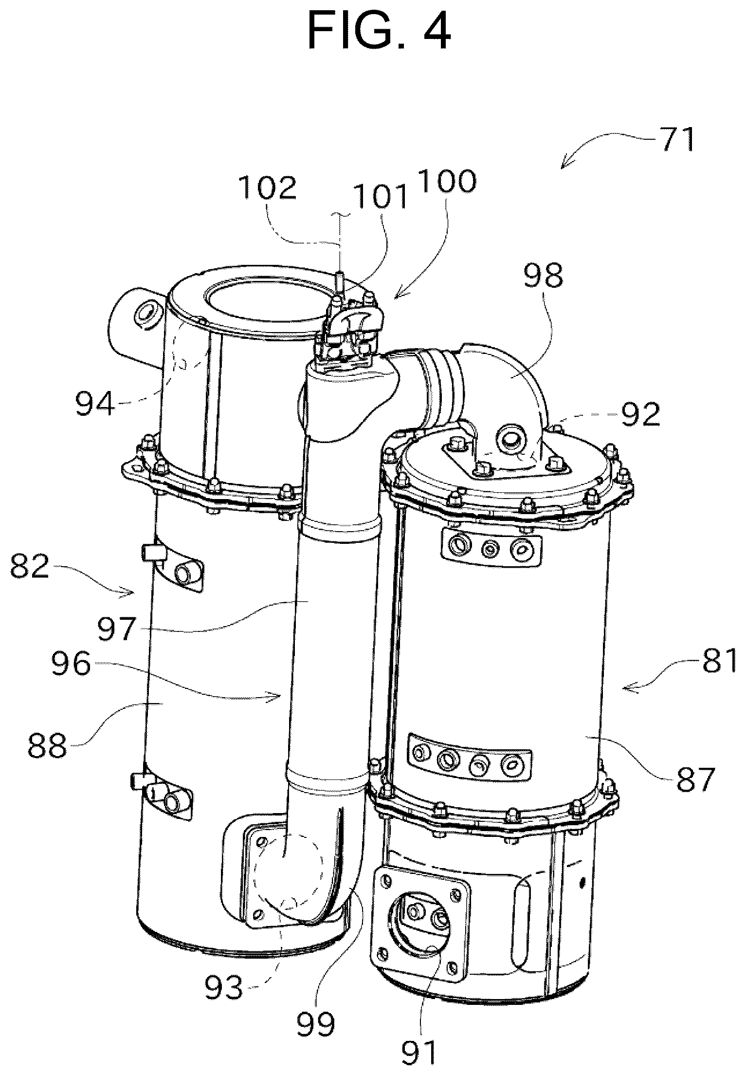 Patent US12480280 Figure 4 – Construction machine emission device
