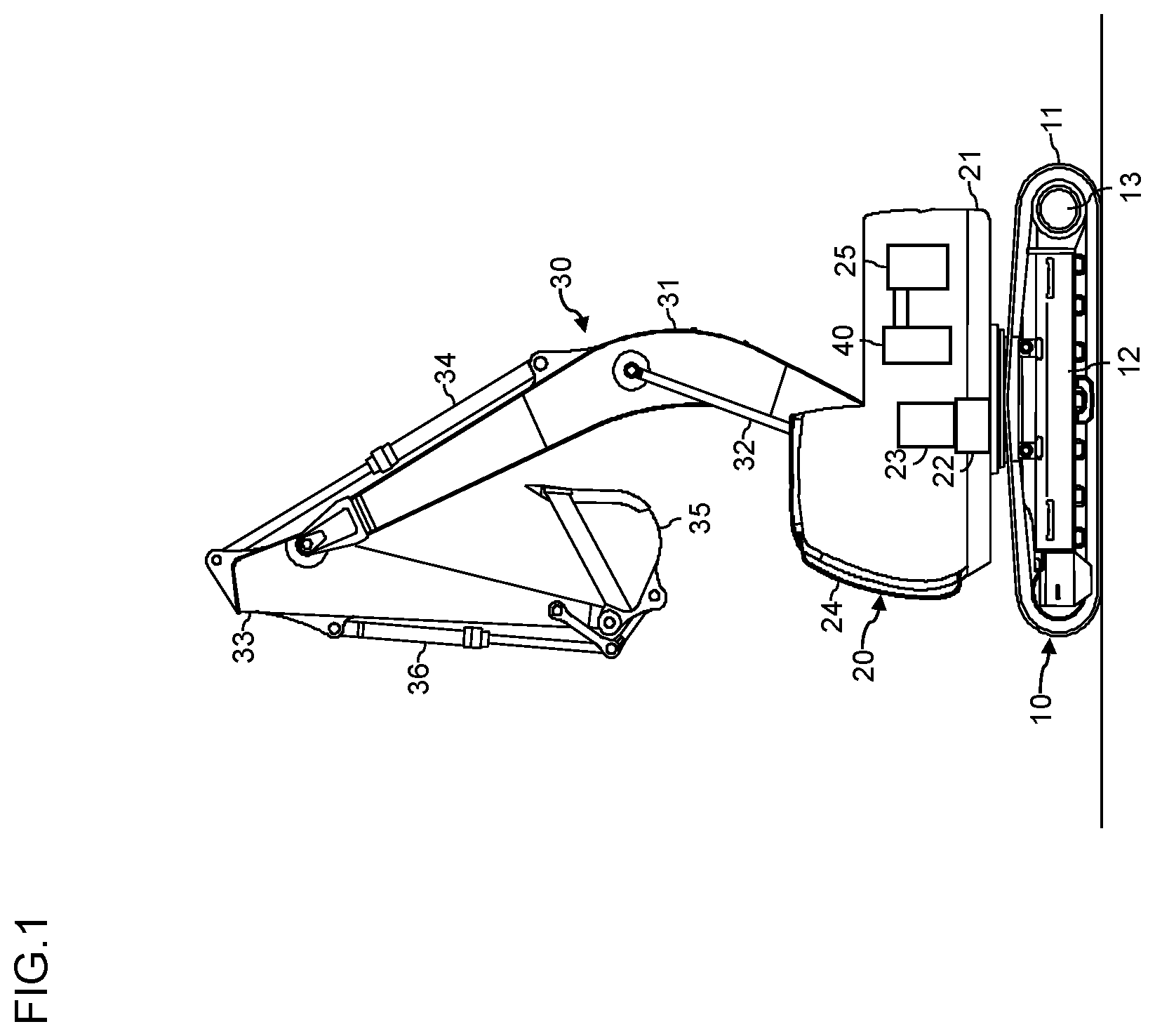 Patent US12480281 Figure 1 – Construction machine