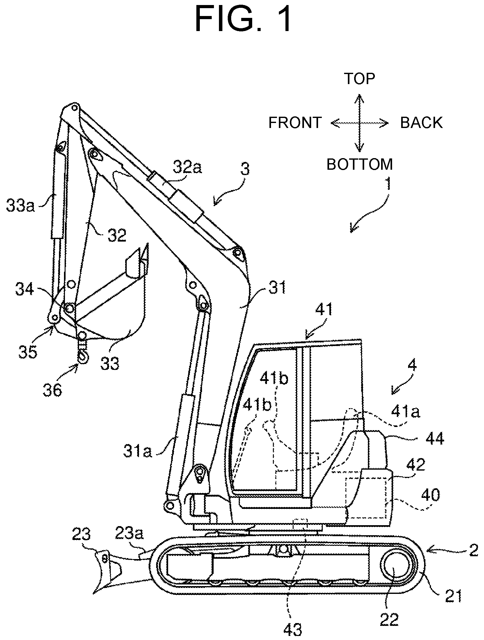 Patent US12480284 Figure 1 – Construction machine