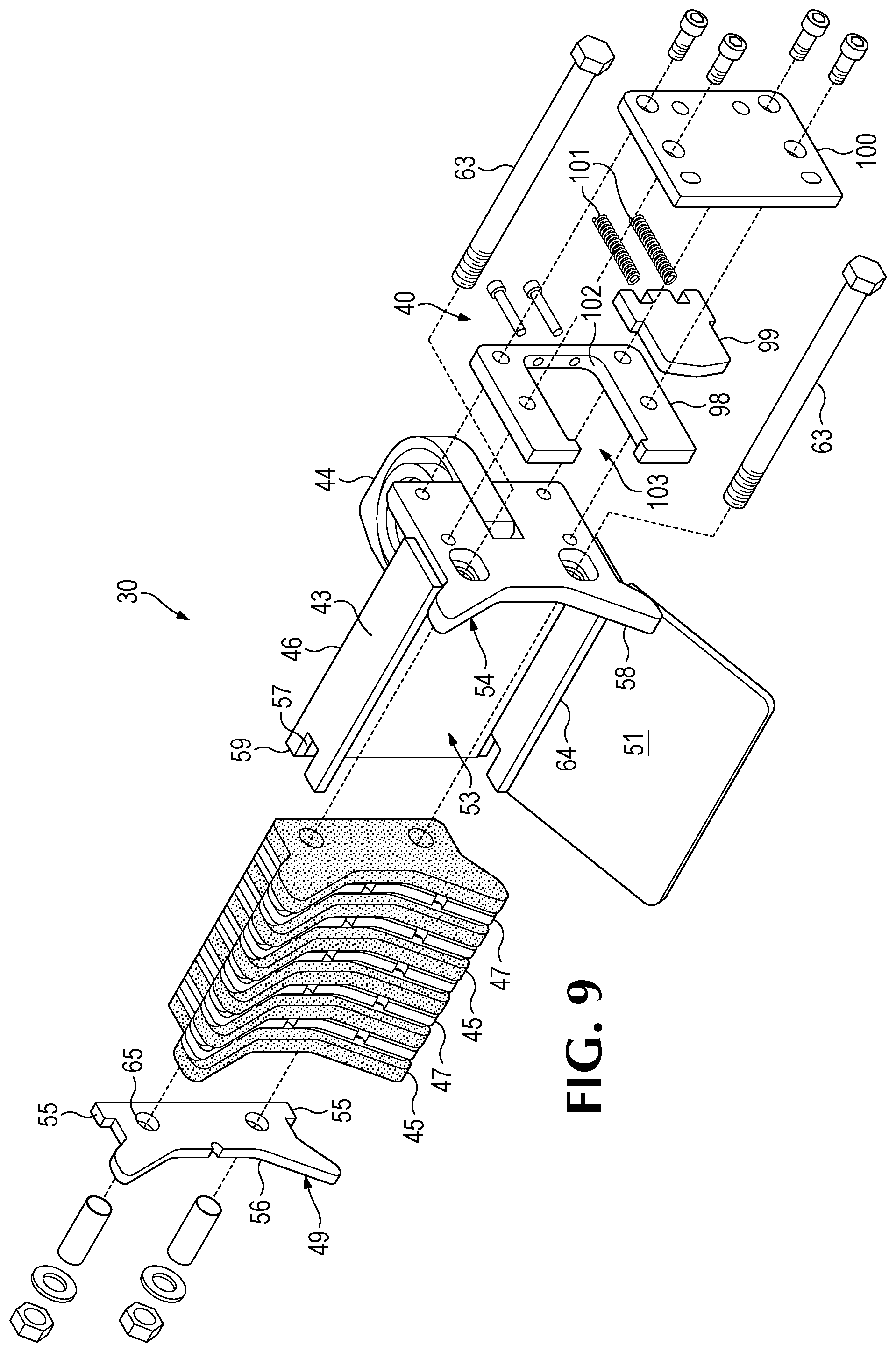 Patent US12480288 Figure 7 – Handling system for ground-engaging wear parts secured to earth working equipment