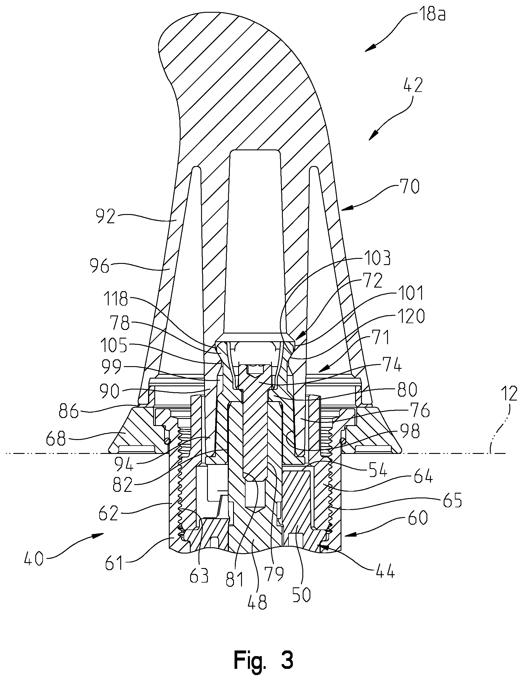 Patent US12480291 Figure 3 – Faucet handle assembly