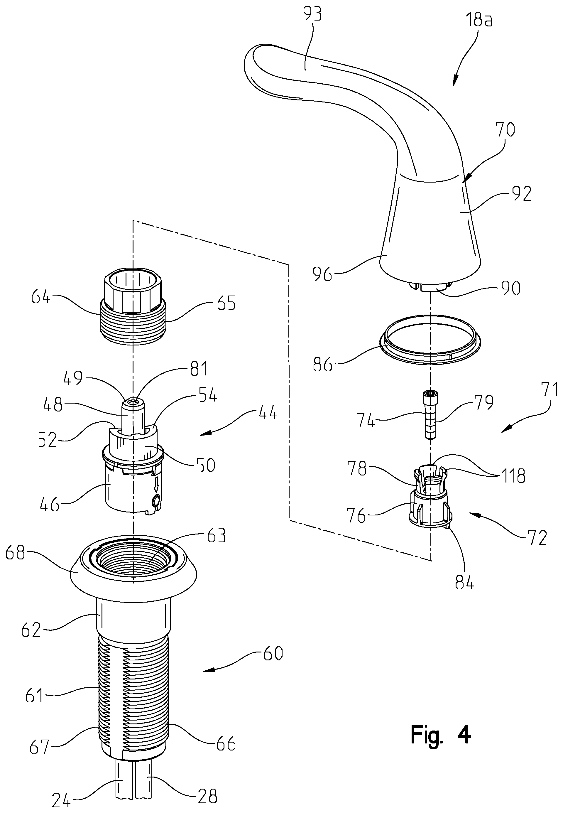 Patent US12480291 Figure 4 – Faucet handle assembly