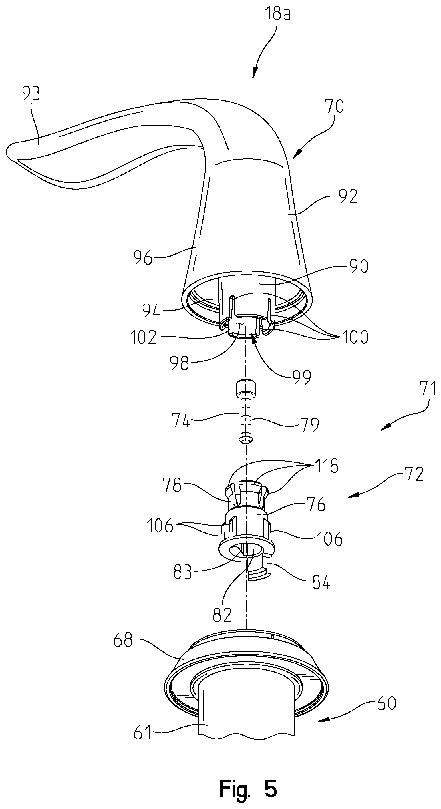 Patent US12480291 Figure 5 – Faucet handle assembly