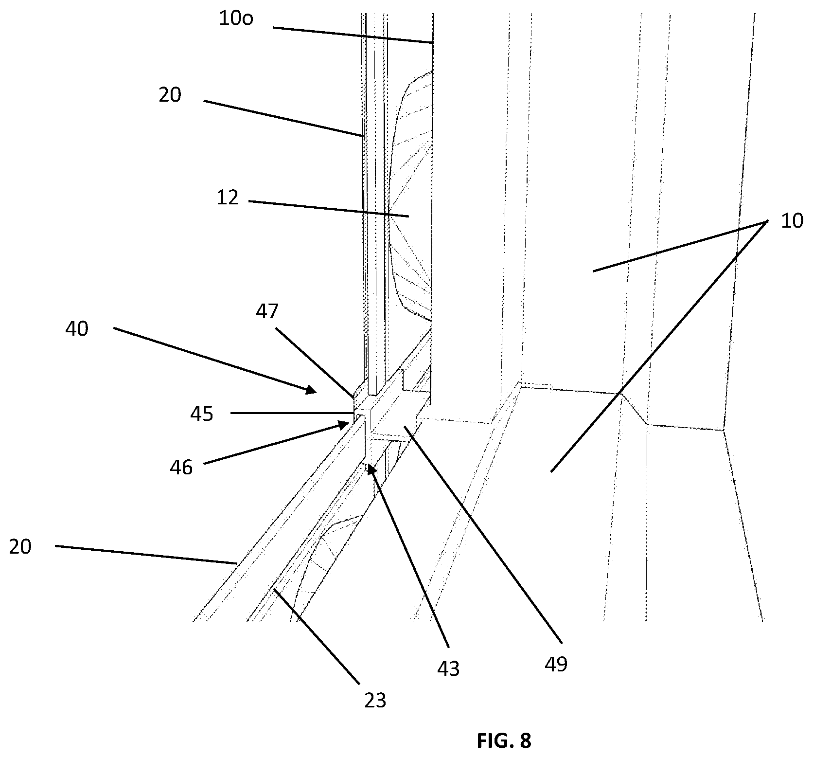 Patent US12480305 Figure 8 – Façade insulating system