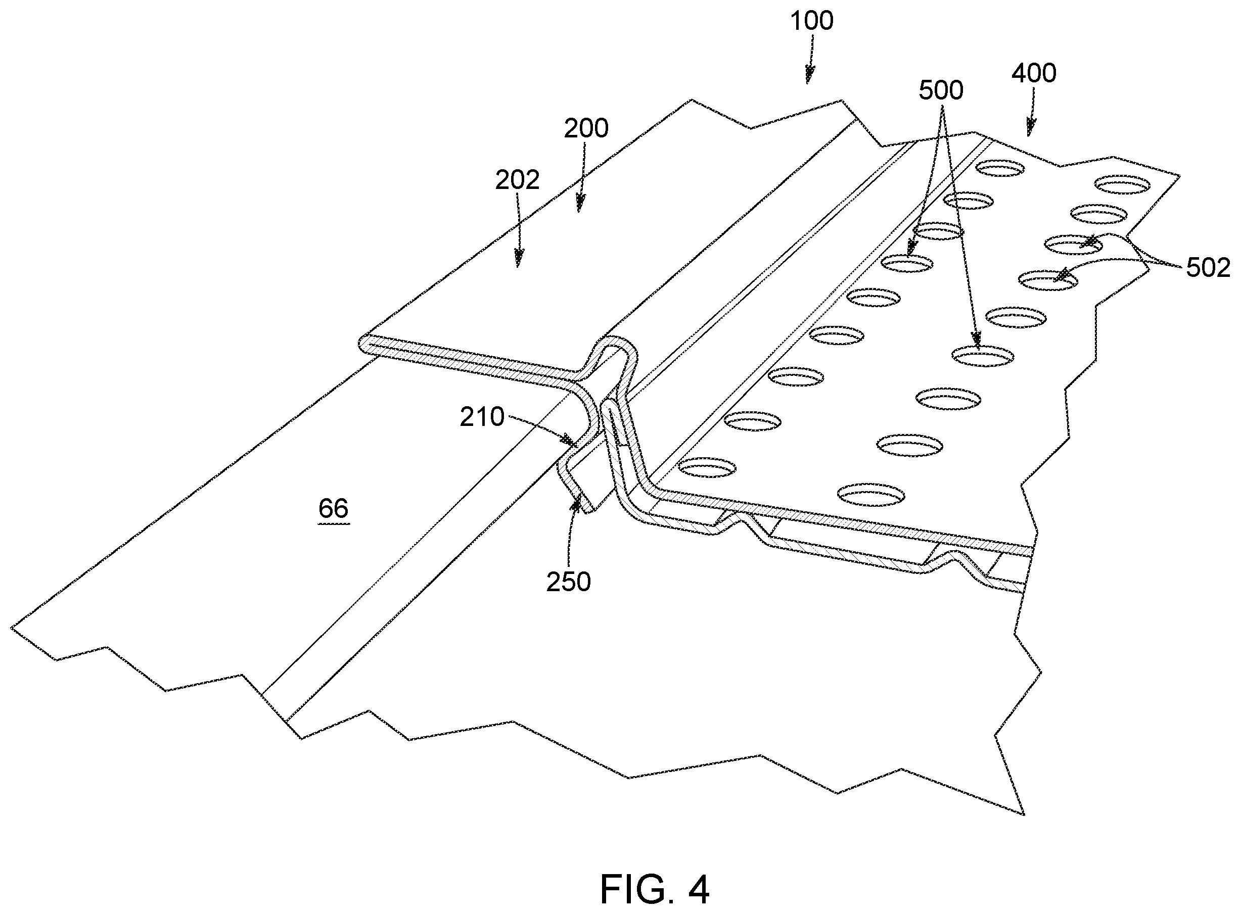Patent US12480310 Figure 6 – Gutter assembly and cover