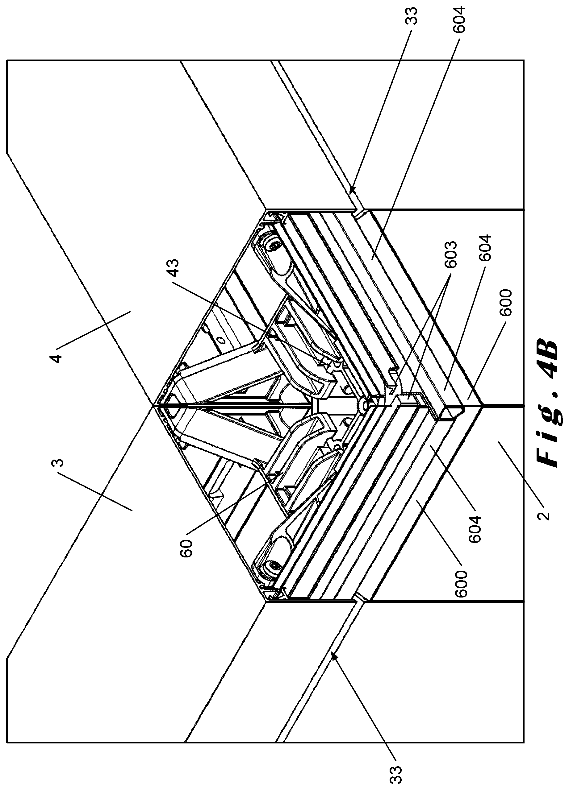 Patent US12480311 Figure 7 – Roof construction for a canopy, kit of parts for assembling the roof construction, and method for placing a ledstrip in the roof construction