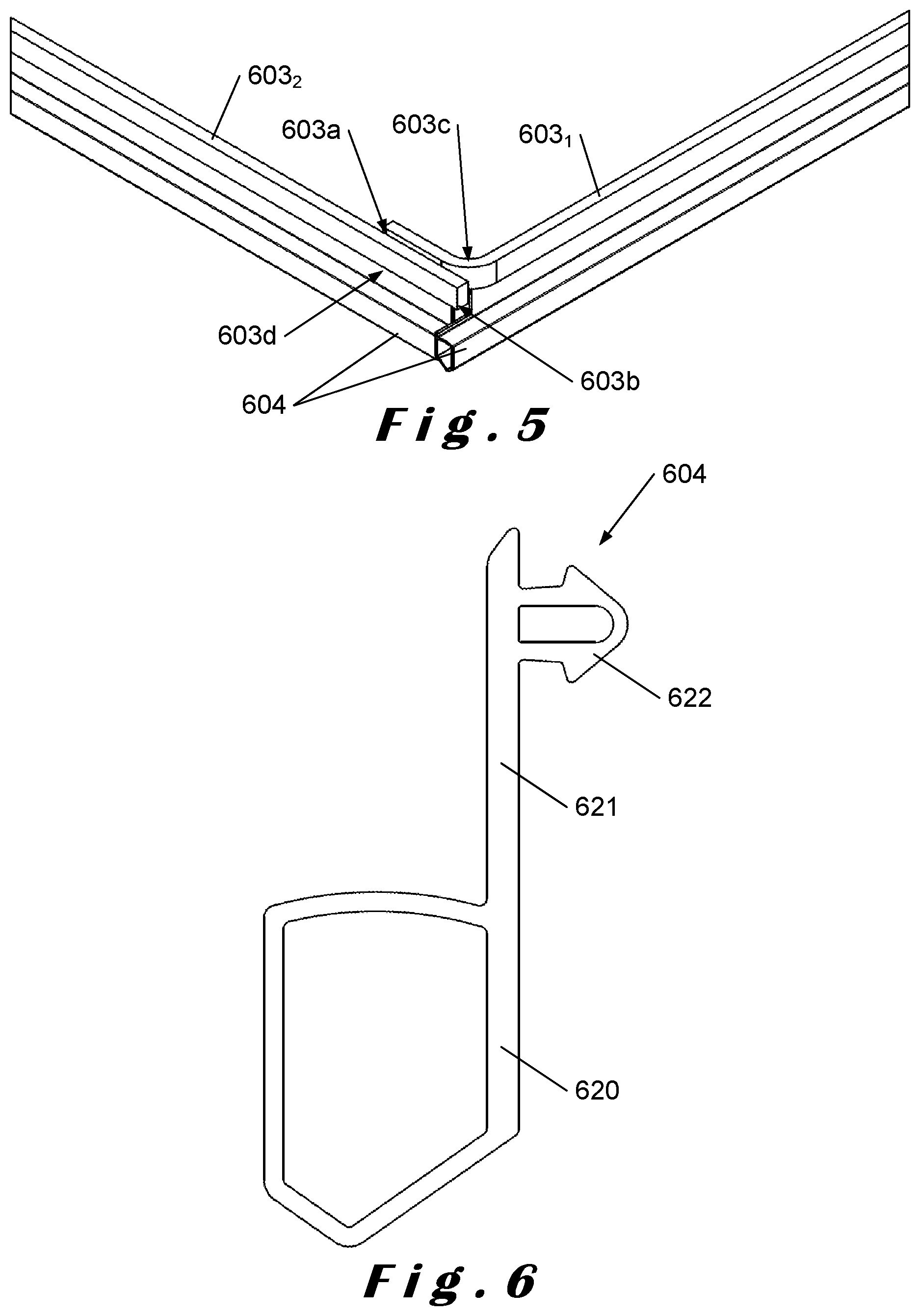 Patent US12480311 Figure 8 – Roof construction for a canopy, kit of parts for assembling the roof construction, and method for placing a ledstrip in the roof construction