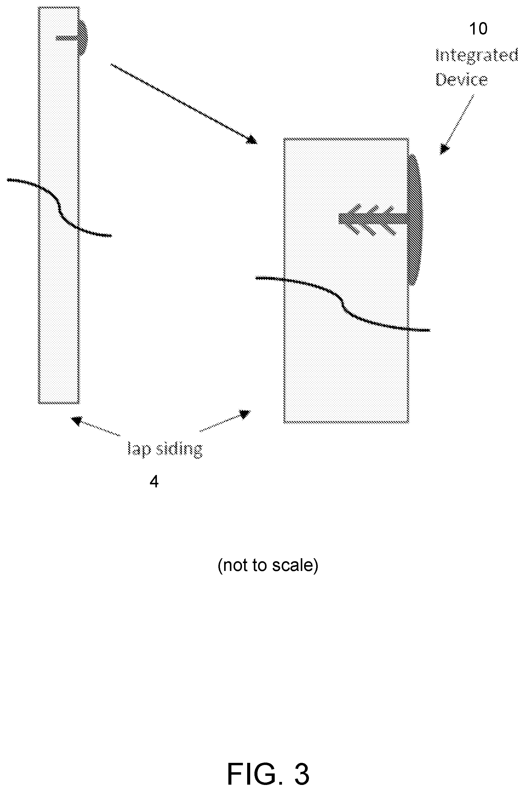 Patent US12480313 Figure 3 – Siding with integrated rainscreen for concrete wall or block construction