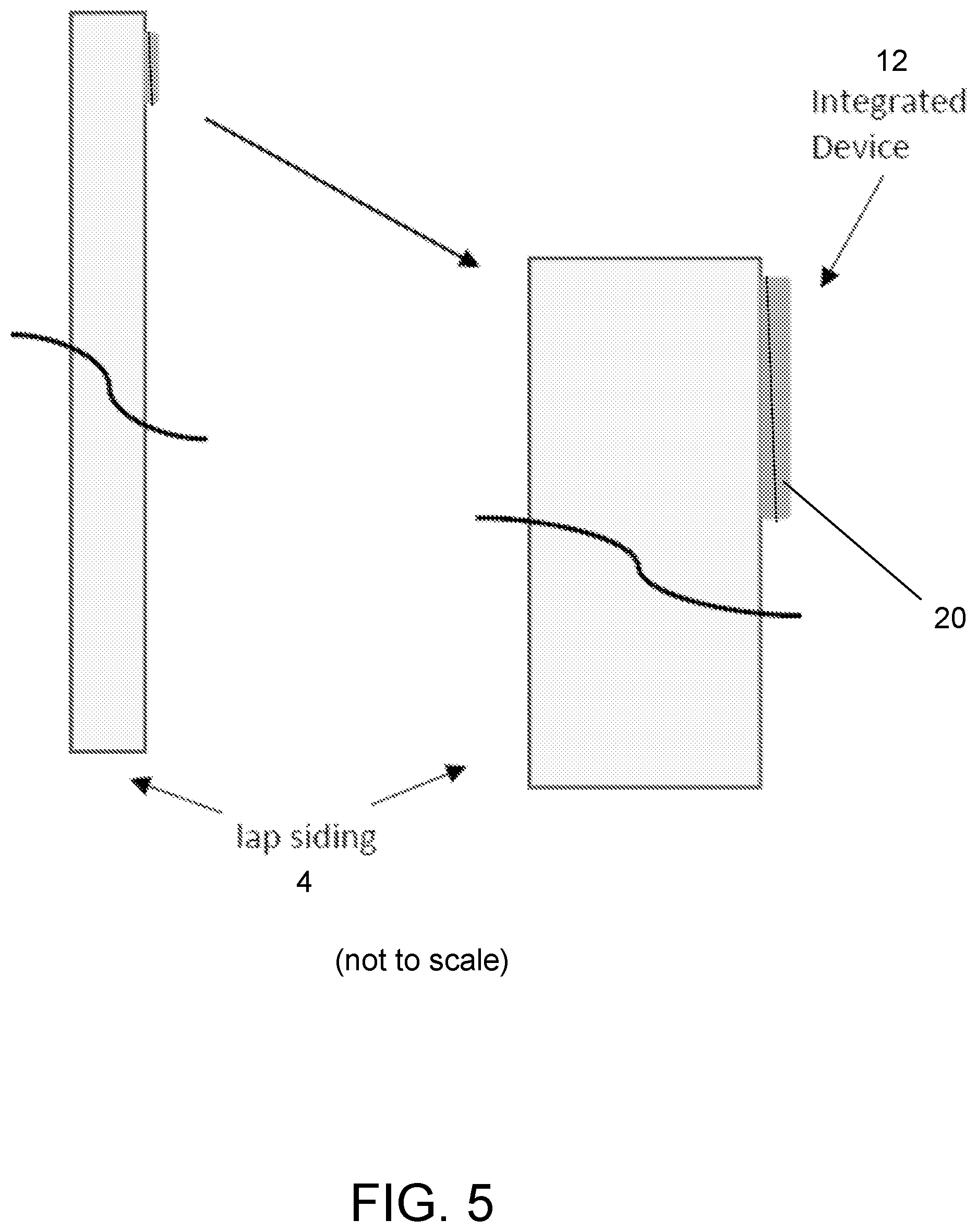 Patent US12480313 Figure 5 – Siding with integrated rainscreen for concrete wall or block construction