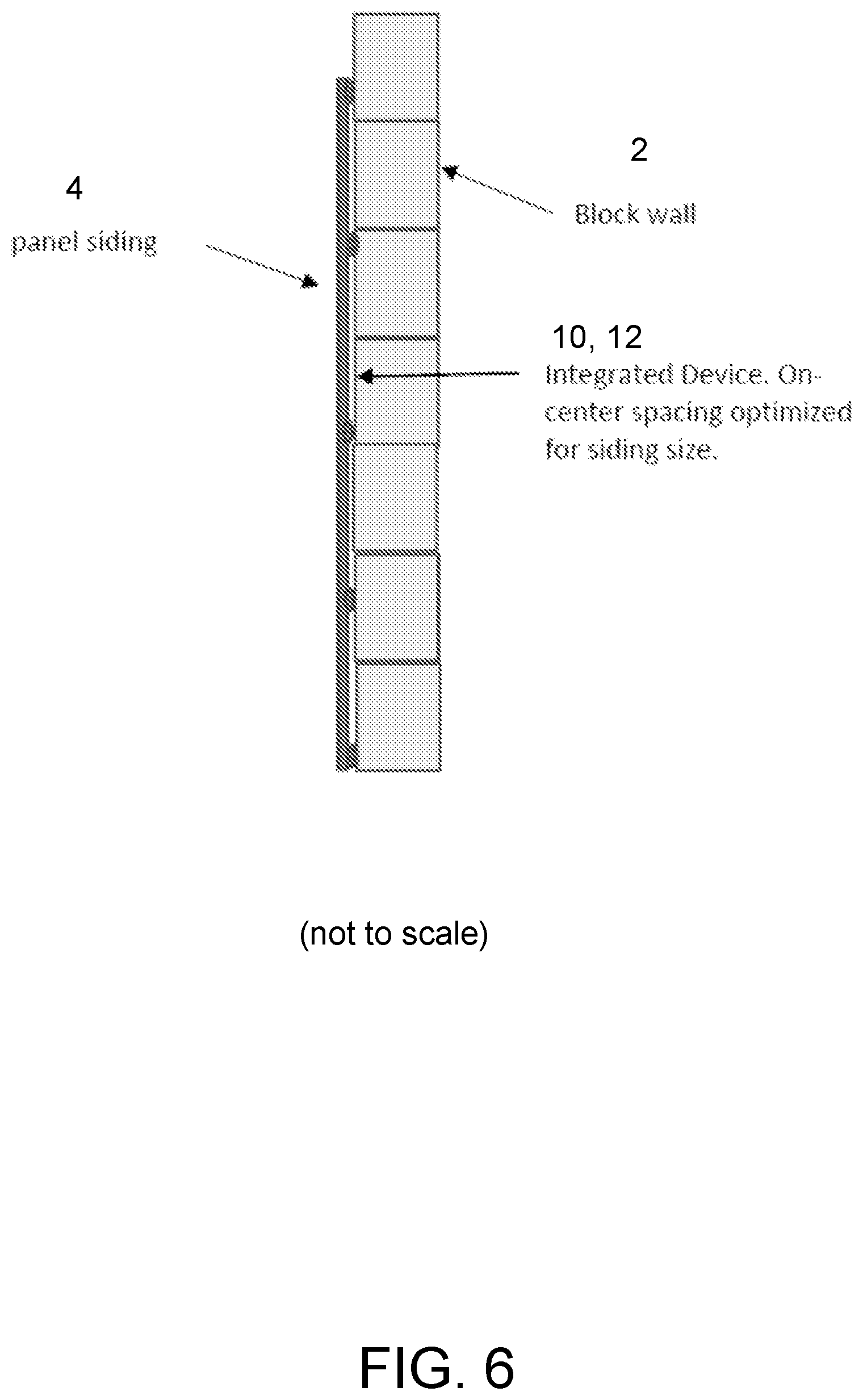 Patent US12480313 Figure 6 – Siding with integrated rainscreen for concrete wall or block construction