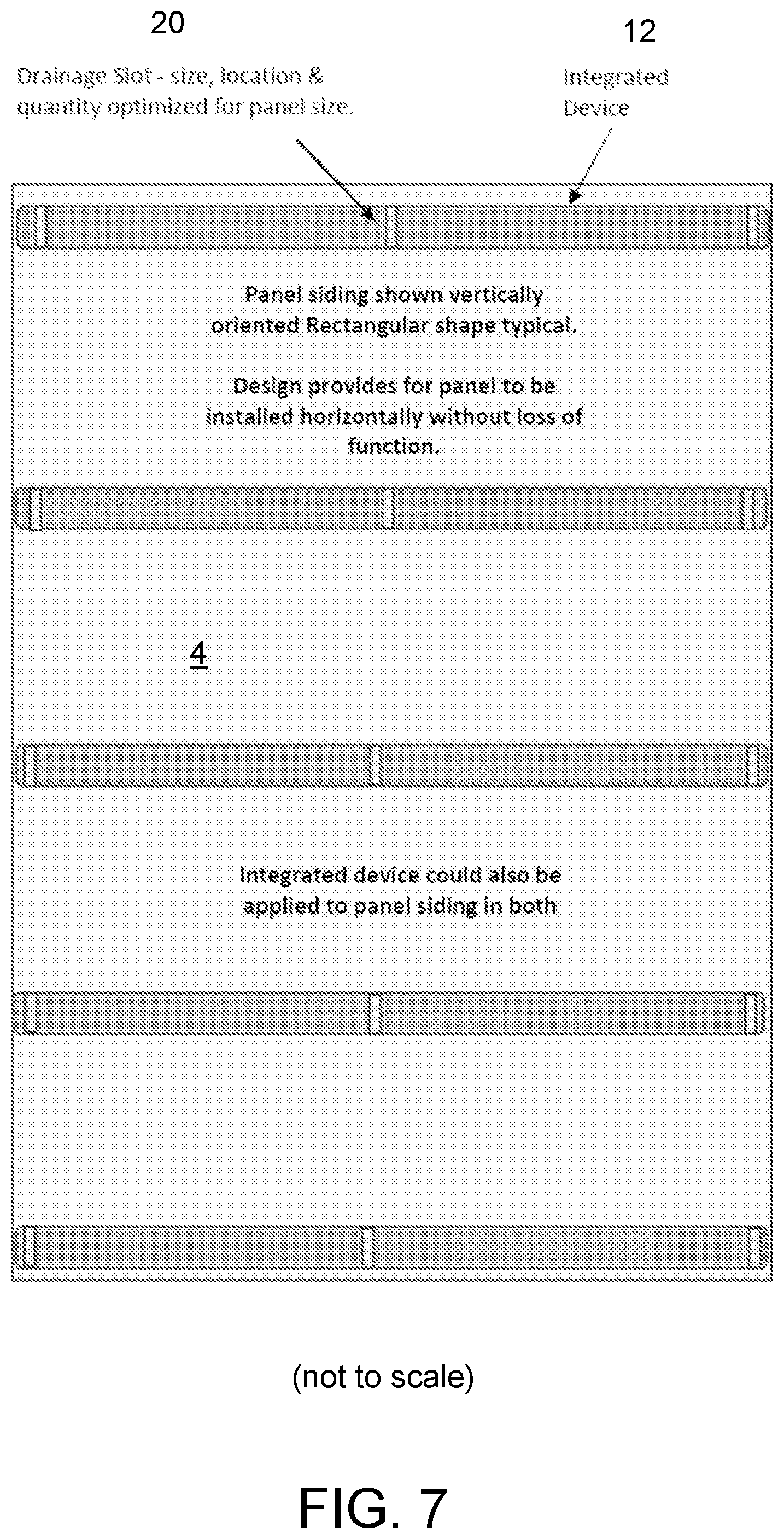 Patent US12480313 Figure 7 – Siding with integrated rainscreen for concrete wall or block construction