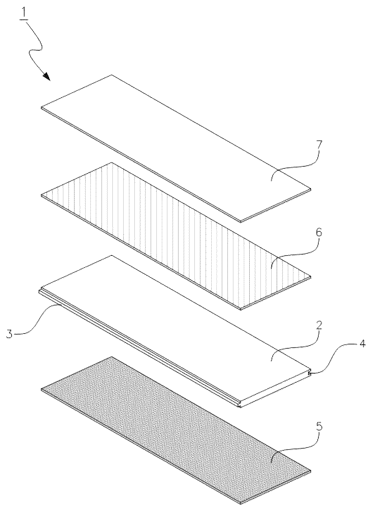 Patent US12480316 Figure 1 – Floor material having nano hybrid UV coating layer
