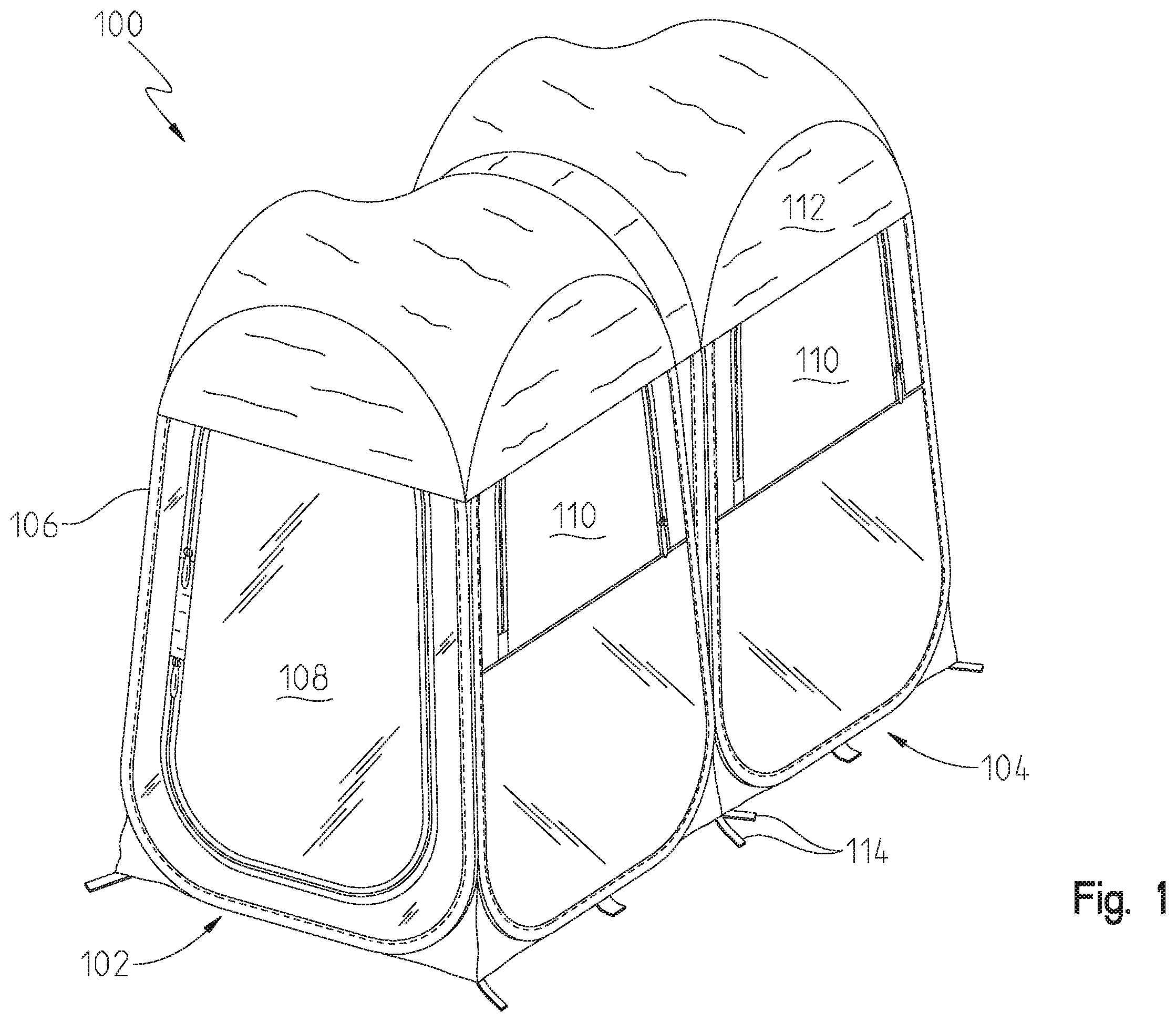 Patent US12480327 Figure 1 – Collapsible enclosure
