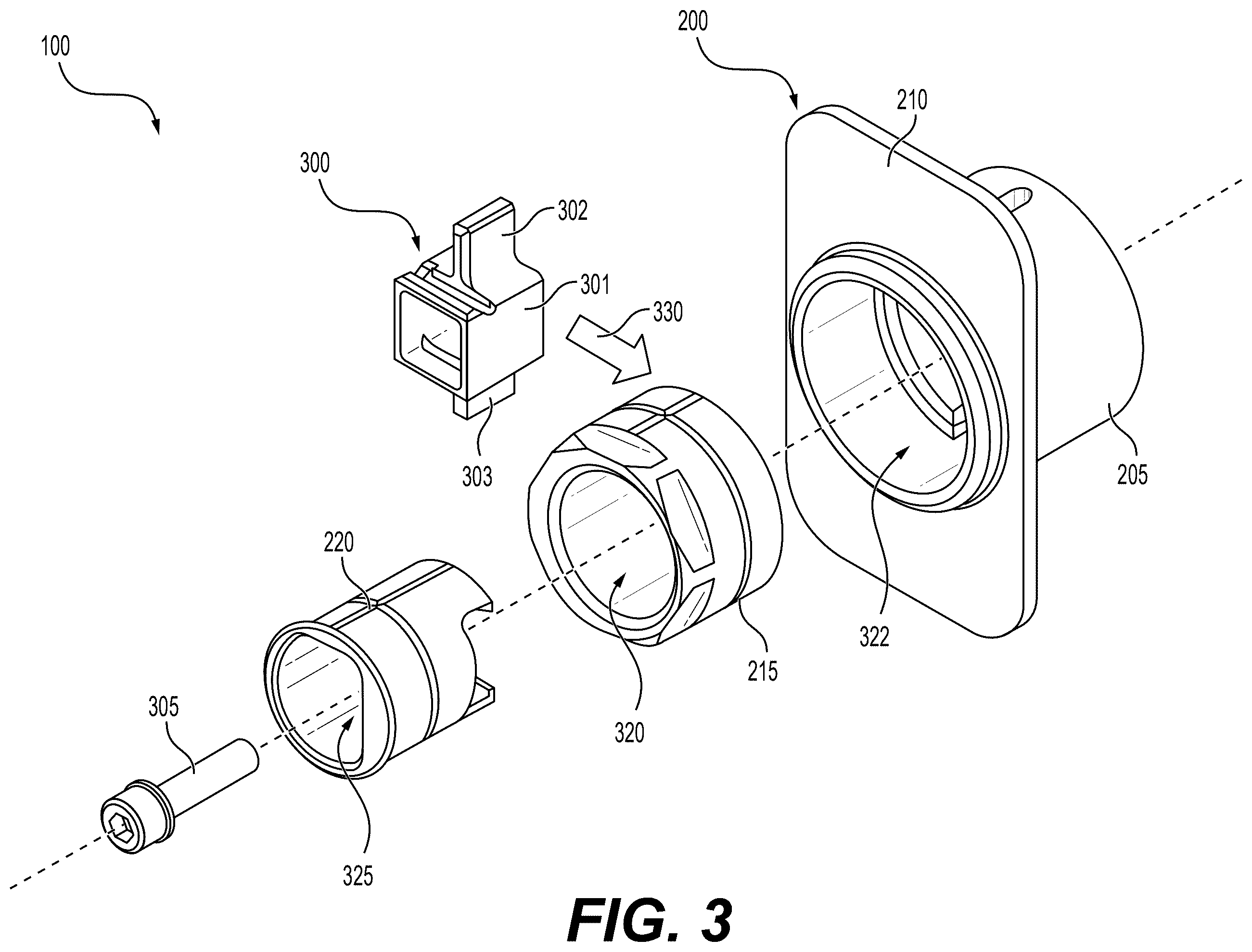 Patent US12480331 Figure 3 – Shear pin latch receptacle assembly for aircraft doors