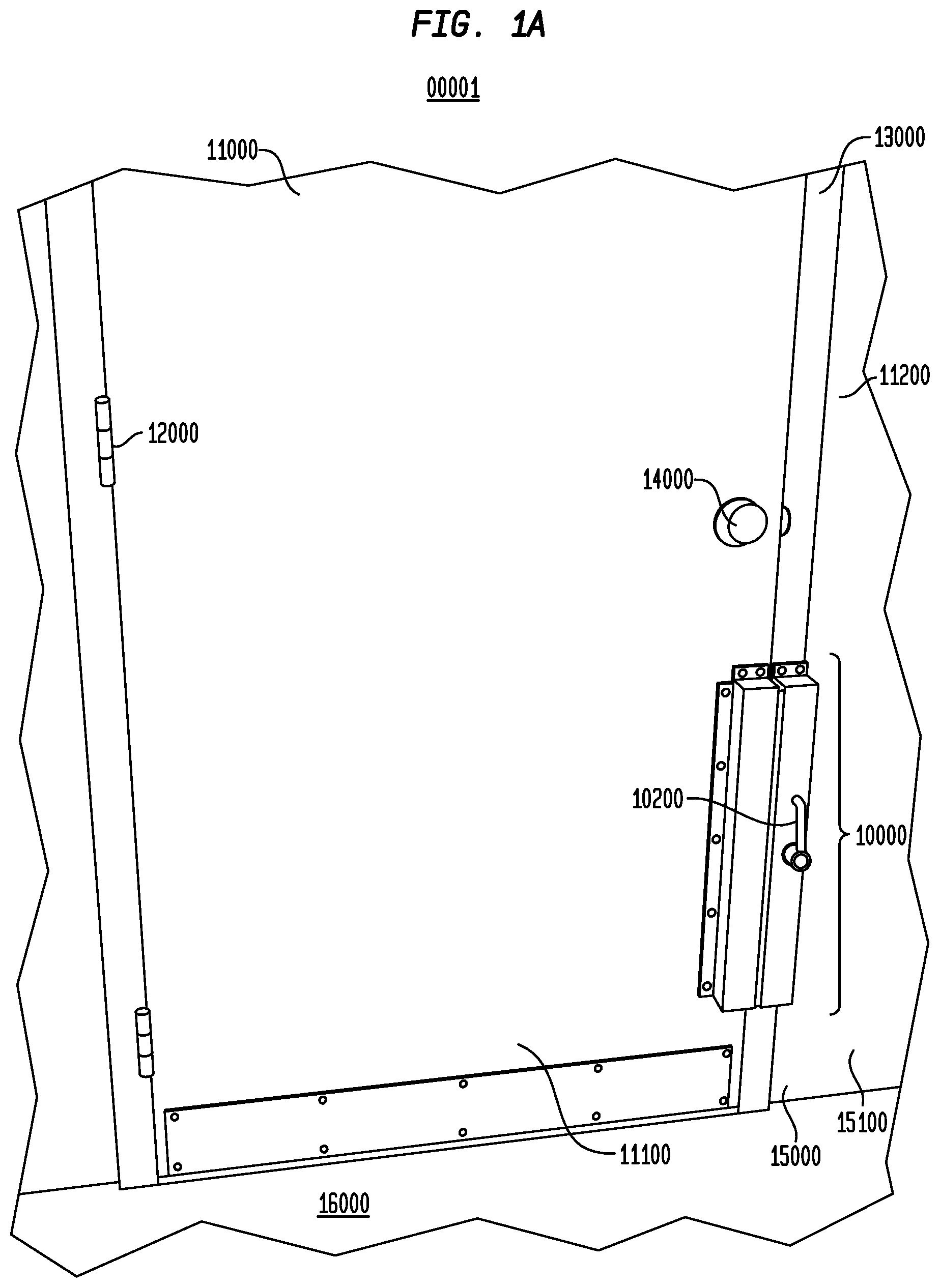 Patent US12480332 Figure 1 – Systems and methods for preventing the opening of a door by unauthorized personnel
