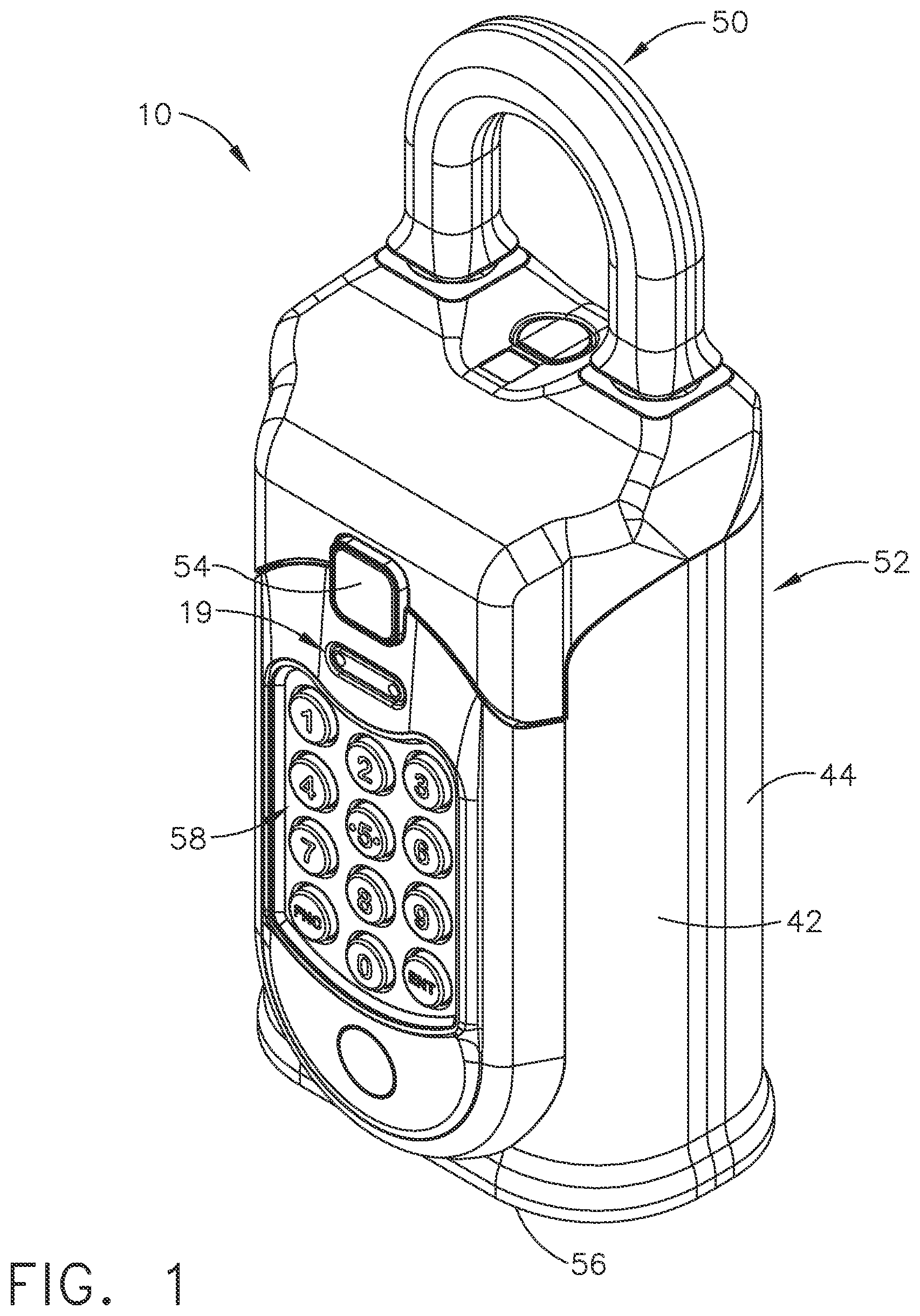 Patent US12480333 Figure 1 – Electronic lockbox