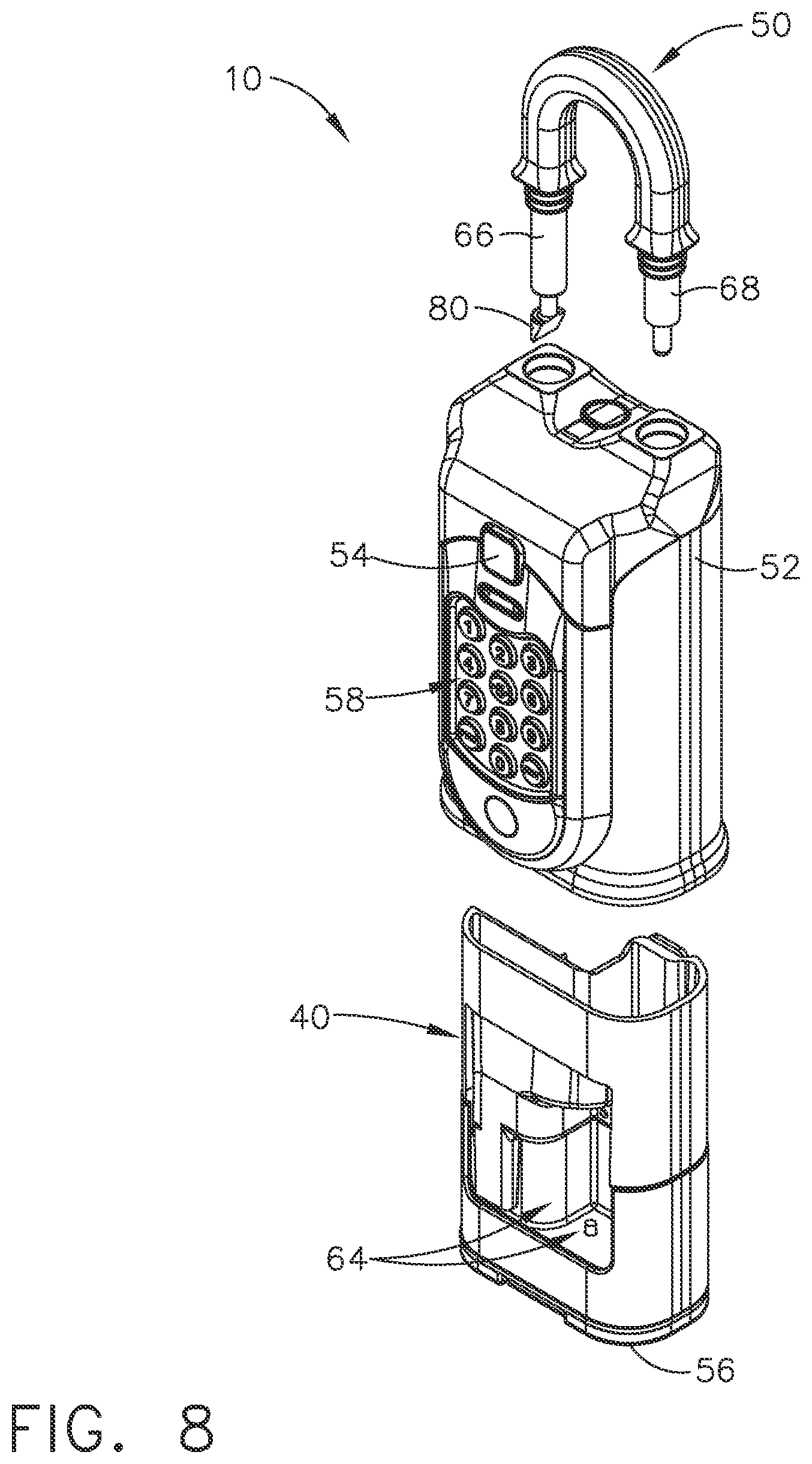 Patent US12480333 Figure 8 – Electronic lockbox