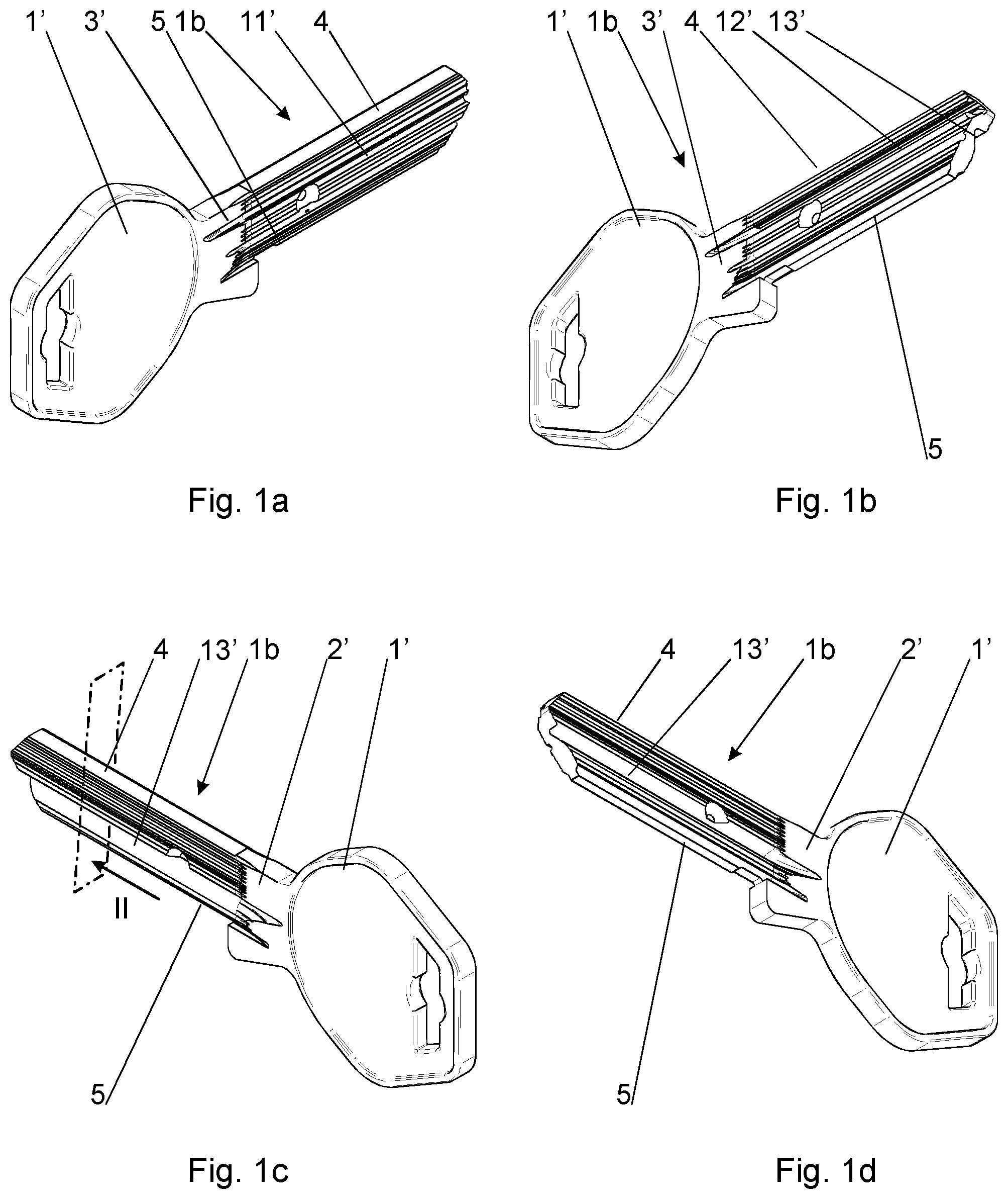 Patent US12480334 Figure 1 – Flat key for a locking cylinder