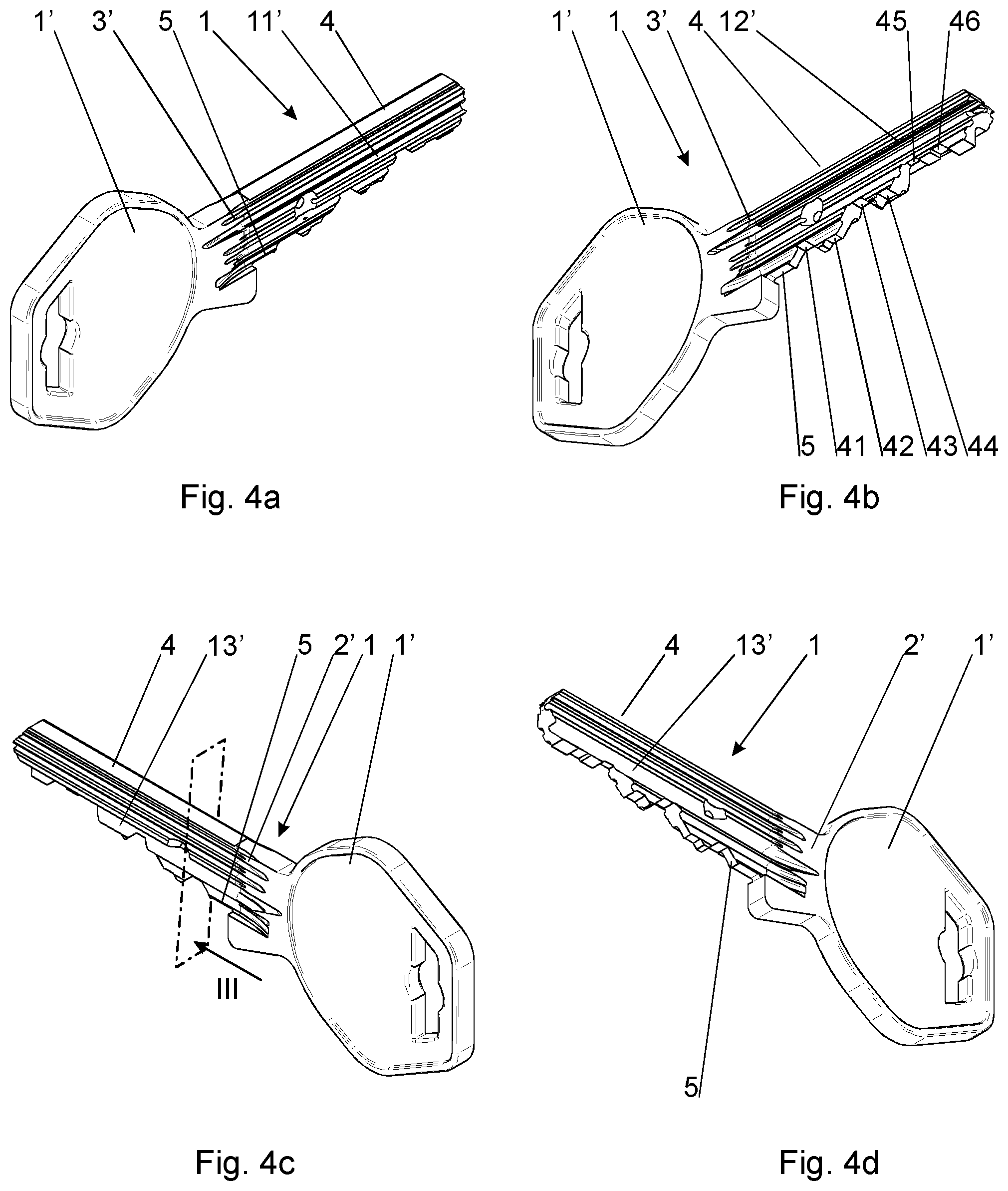 Patent US12480334 Figure 4 – Flat key for a locking cylinder