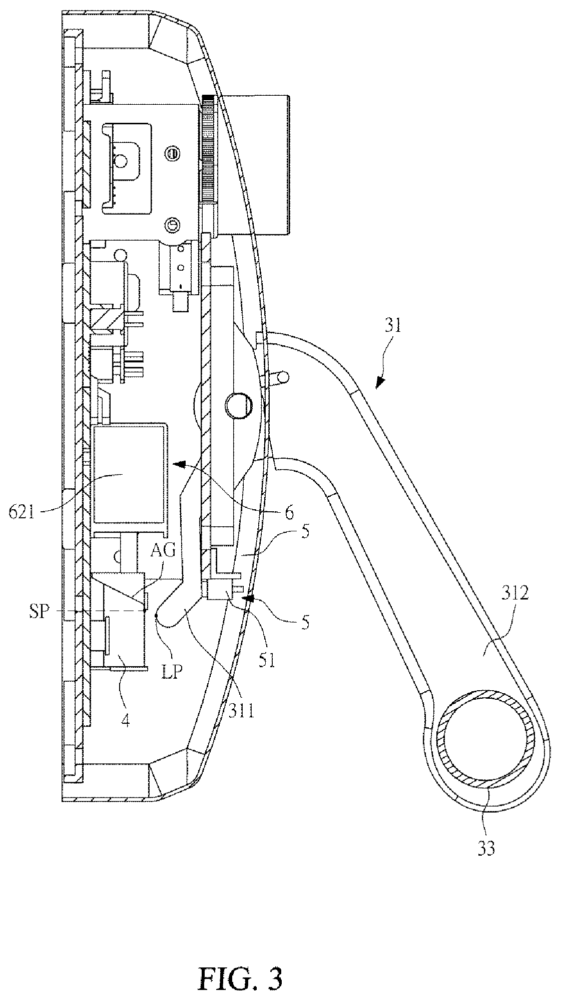 Patent US12480336 Figure 3 – Delayed unlocking push-down type emergency door-locking device
