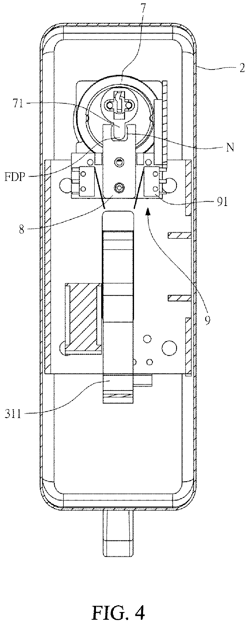 Patent US12480336 Figure 4 – Delayed unlocking push-down type emergency door-locking device
